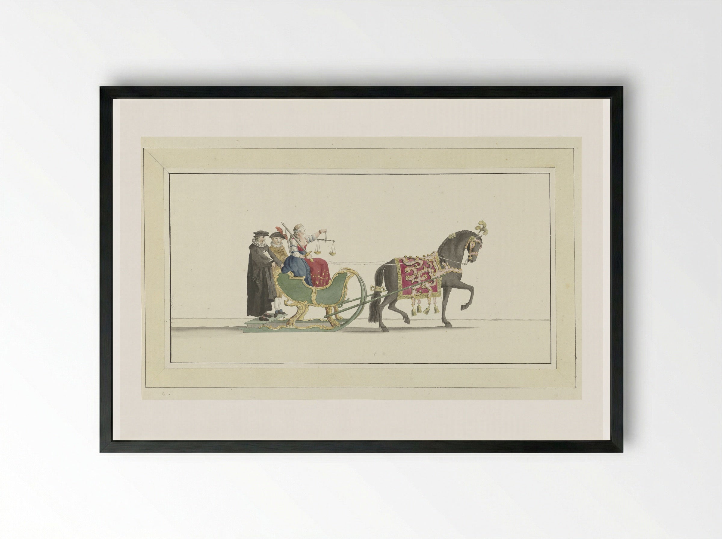 Negende slede (The Ninth Sleigh) - Abraham Delfos - Framed Print Black
