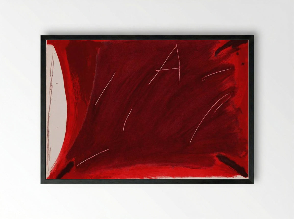 Negre i roig V: A damunt vermell - Antoni Tàpies - Framed Print Black