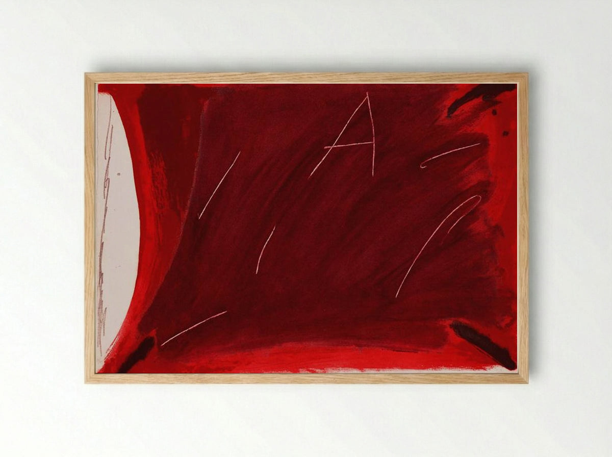 Negre i roig V: A damunt vermell - Antoni Tàpies - Framed Print Wood