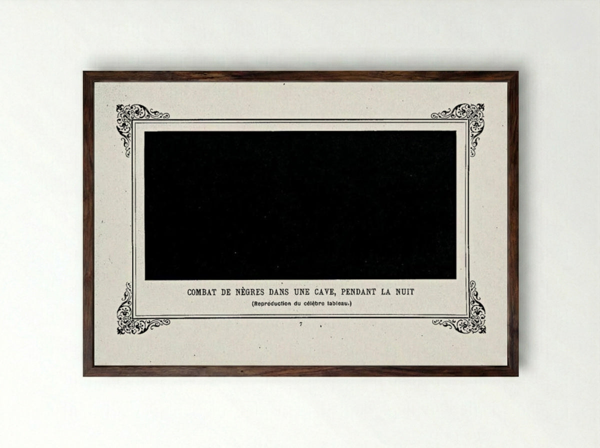 Negroes Fighting in a Tunnel by Night - Alphonse Allais - Framed Print Dark Wood