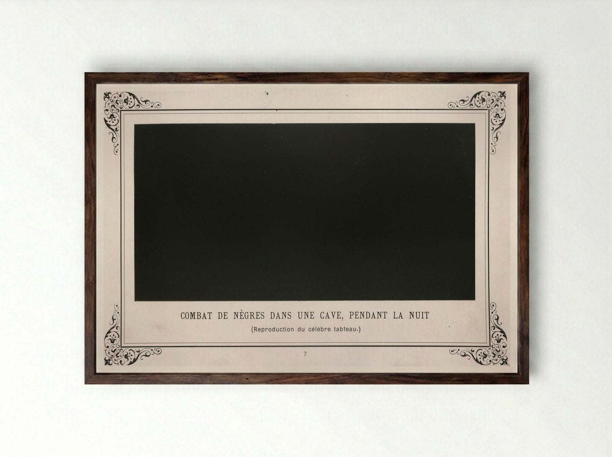 Negroes Fighting in a Tunnel by Night - Alphonse Allais - Framed Print Dark Wood