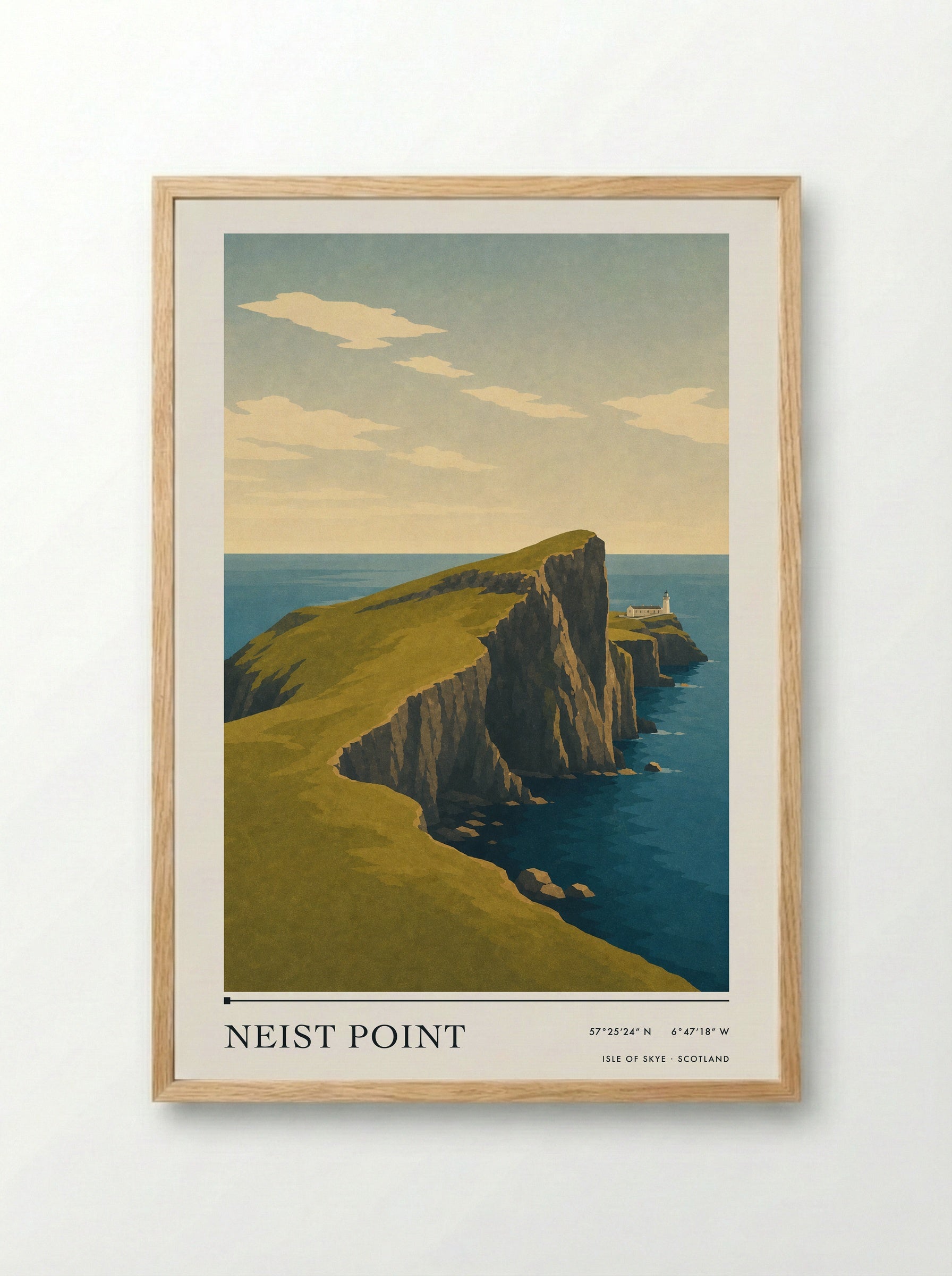 Neist Point Travel Poster Artwork - Framed Print Wood