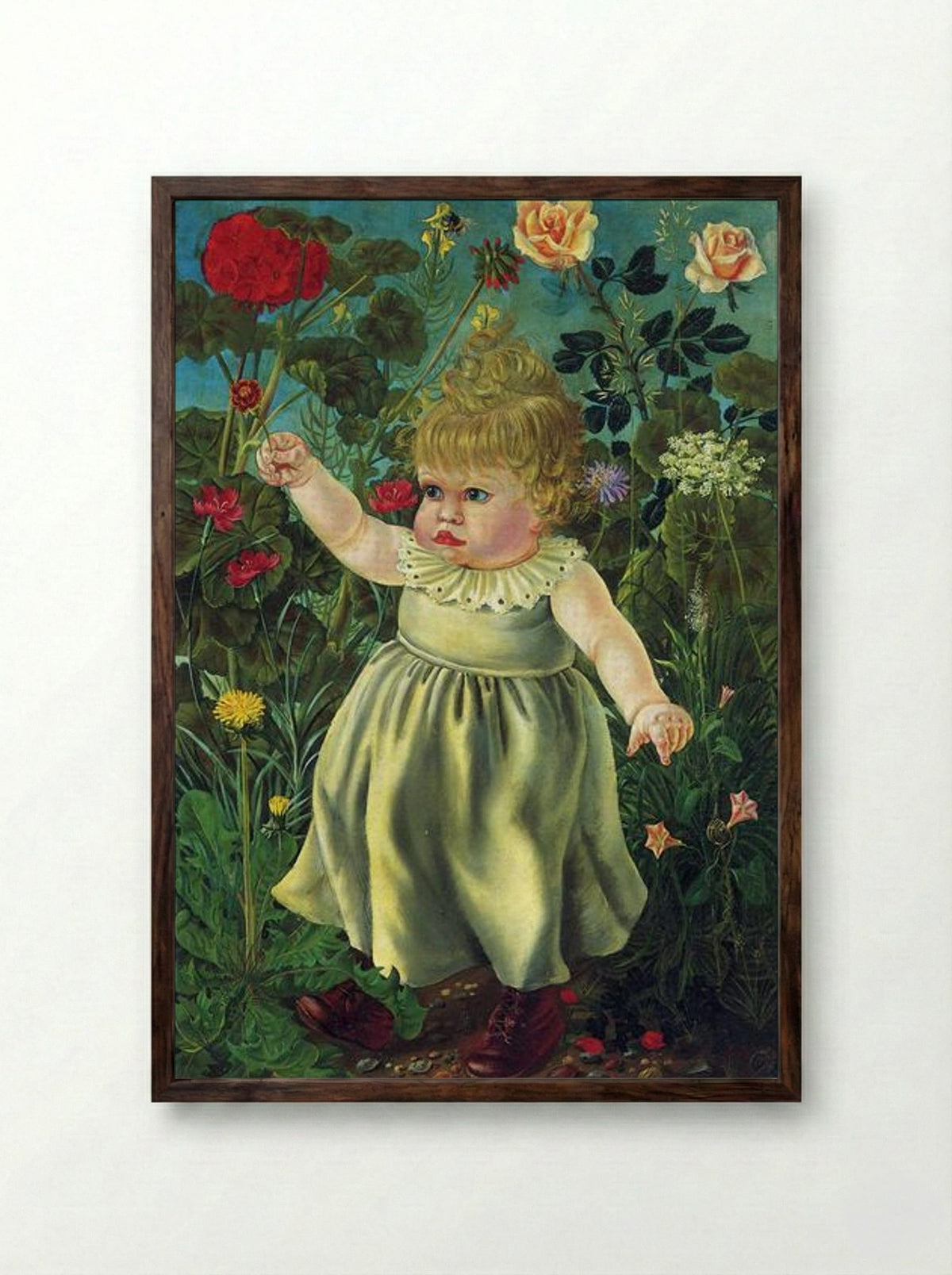 Nelly with Toy - Otto Dix - Framed Print Dark Wood