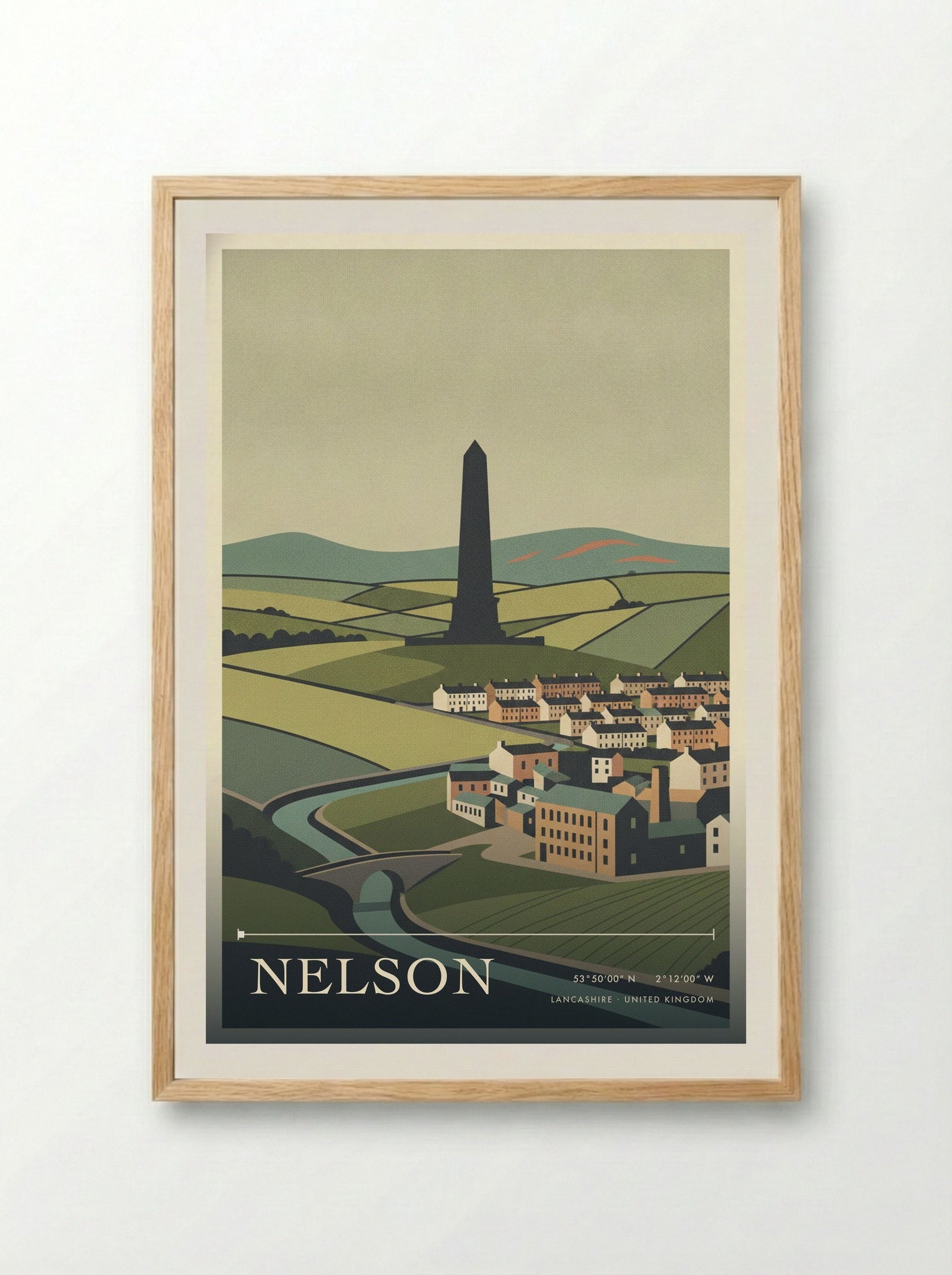 Nelson Lancashire United Kingdom Travel Poster - Framed Print Wood