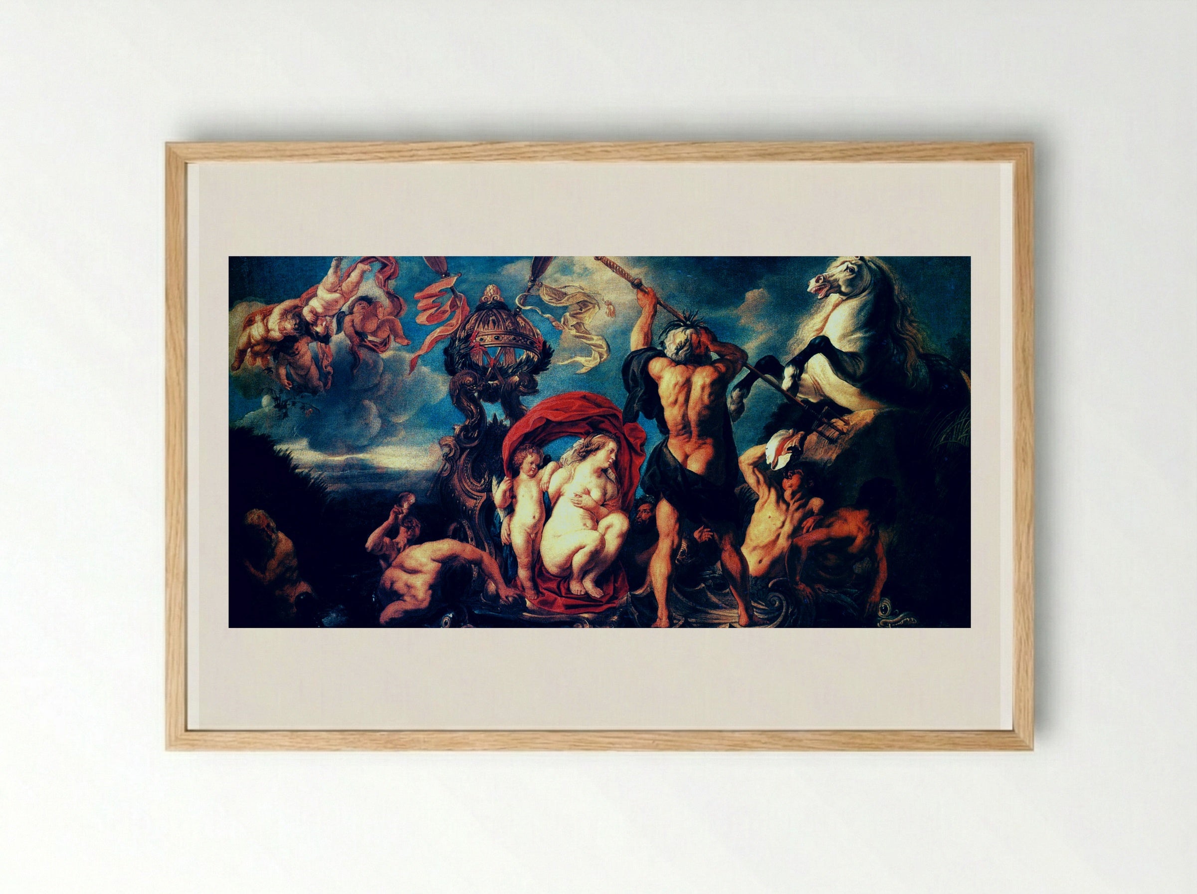 Neptune Creating the Horse - Jacob Jordaens - Framed Print Wood
