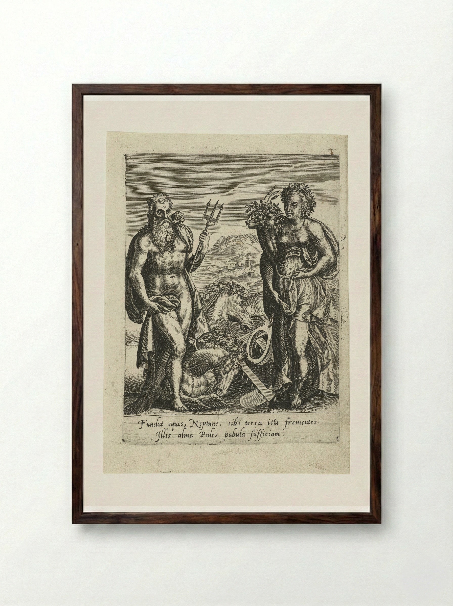 Neptunus en Ceres - Abraham de Bruyn - Framed Print Dark Wood