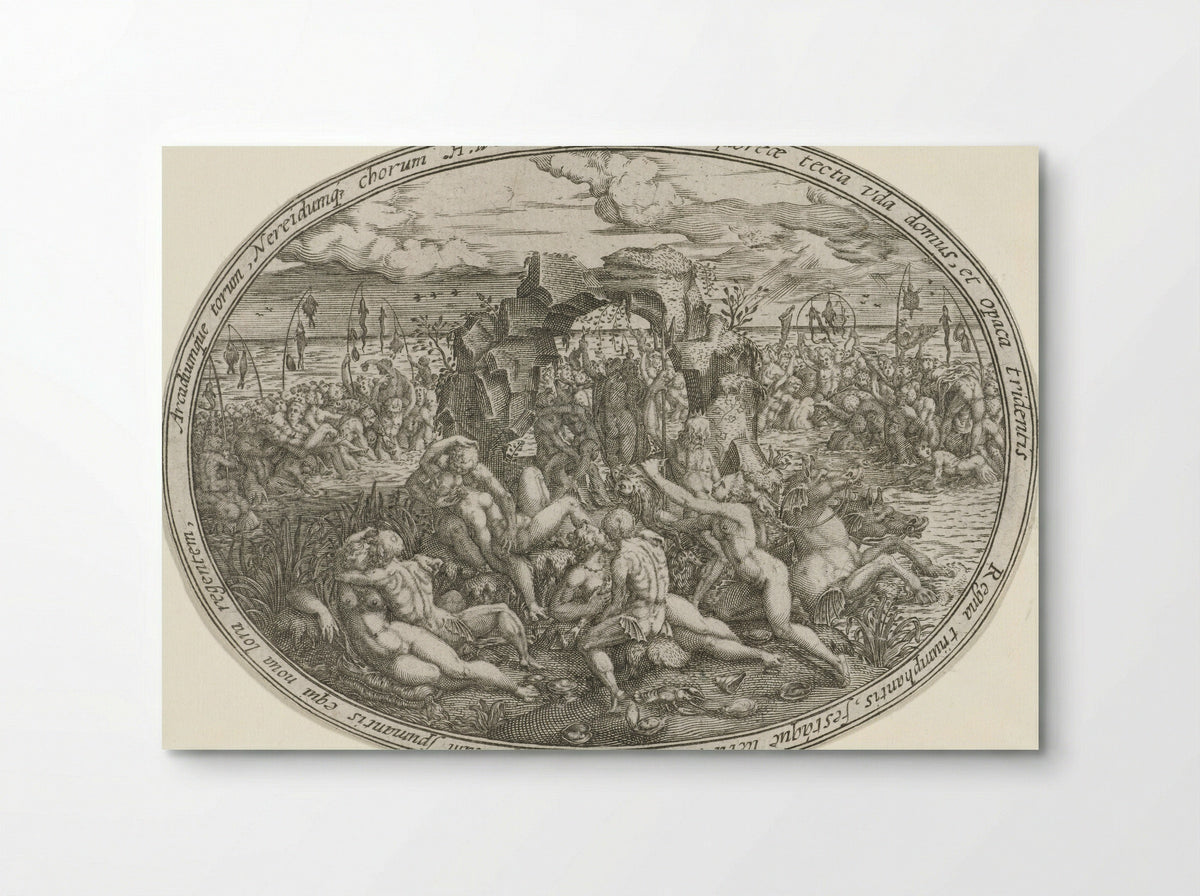 Neptunus met nereïden en tritons: het element water - Abraham van den Hecken - Poster