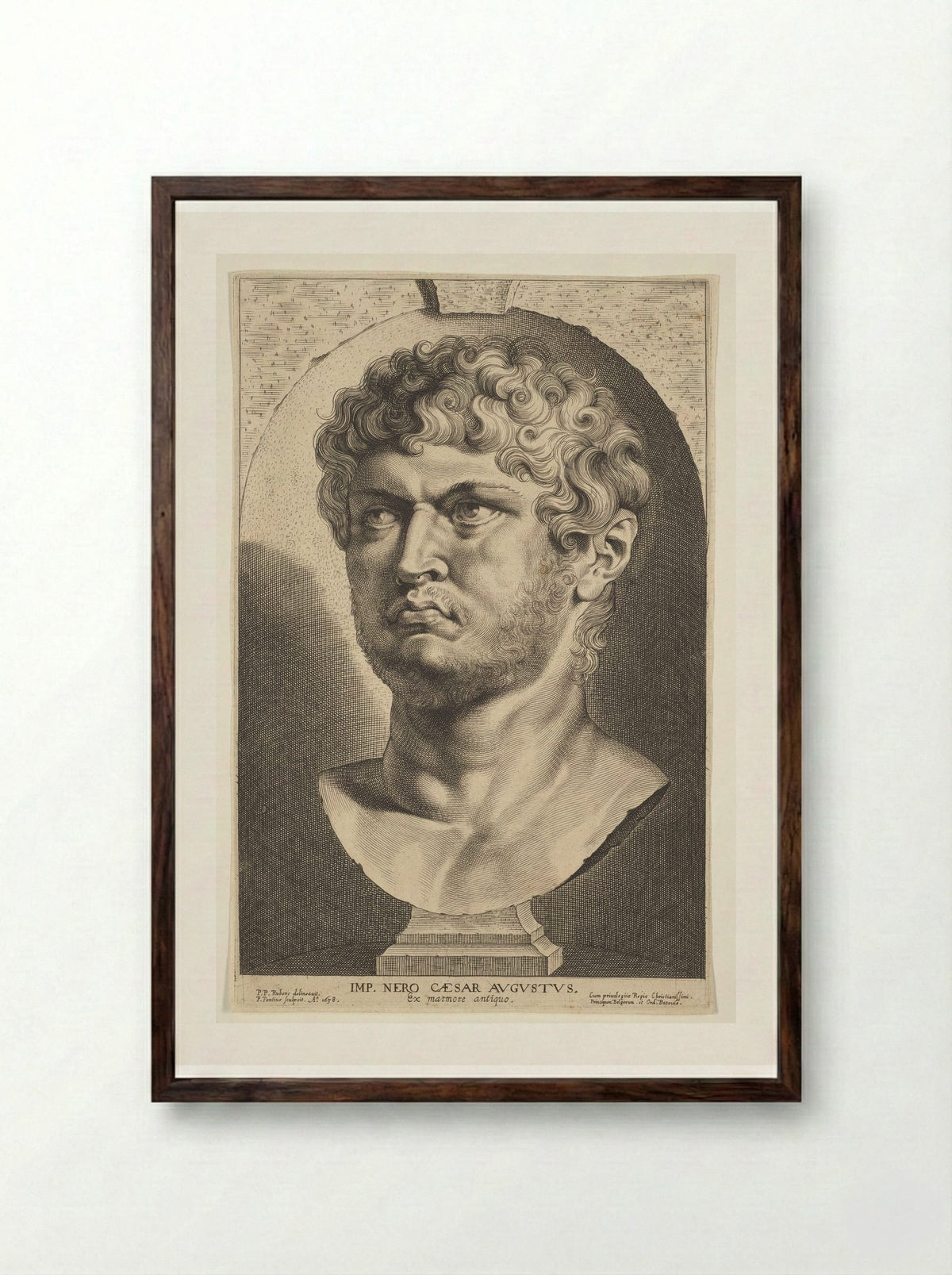 Nero Caesar Augustus - Paulus Pontius - Framed Print Dark Wood