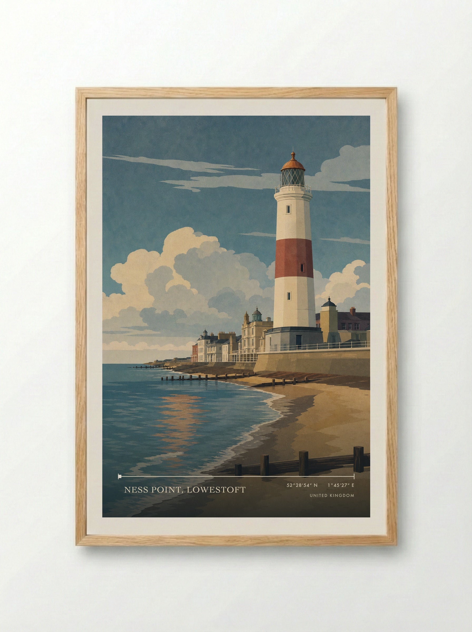 Ness Point, Lowestoft United Kingdom Travel Poster - Framed Print Wood