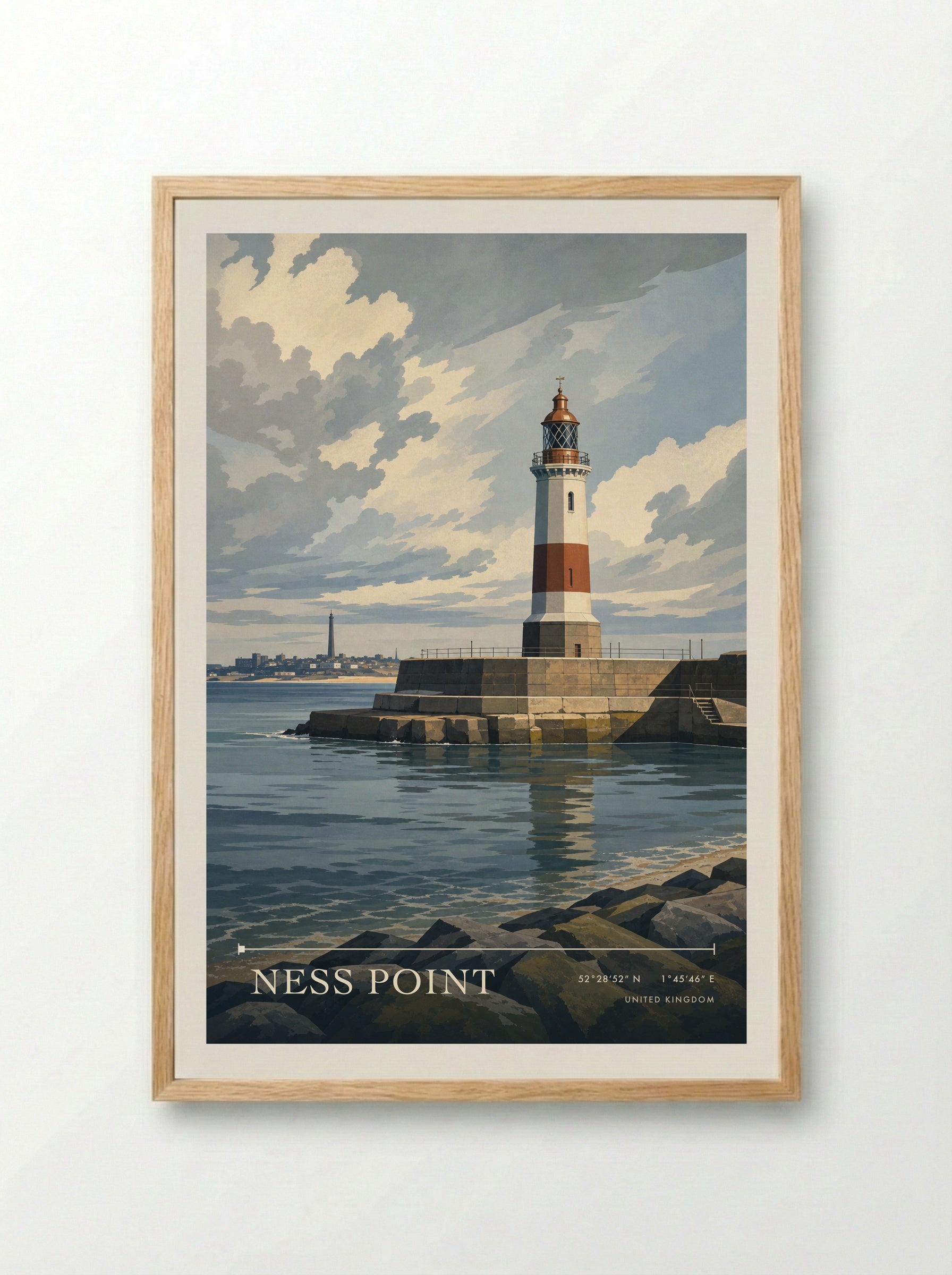 Ness Point United Kingdom Travel Poster - Framed Print Wood
