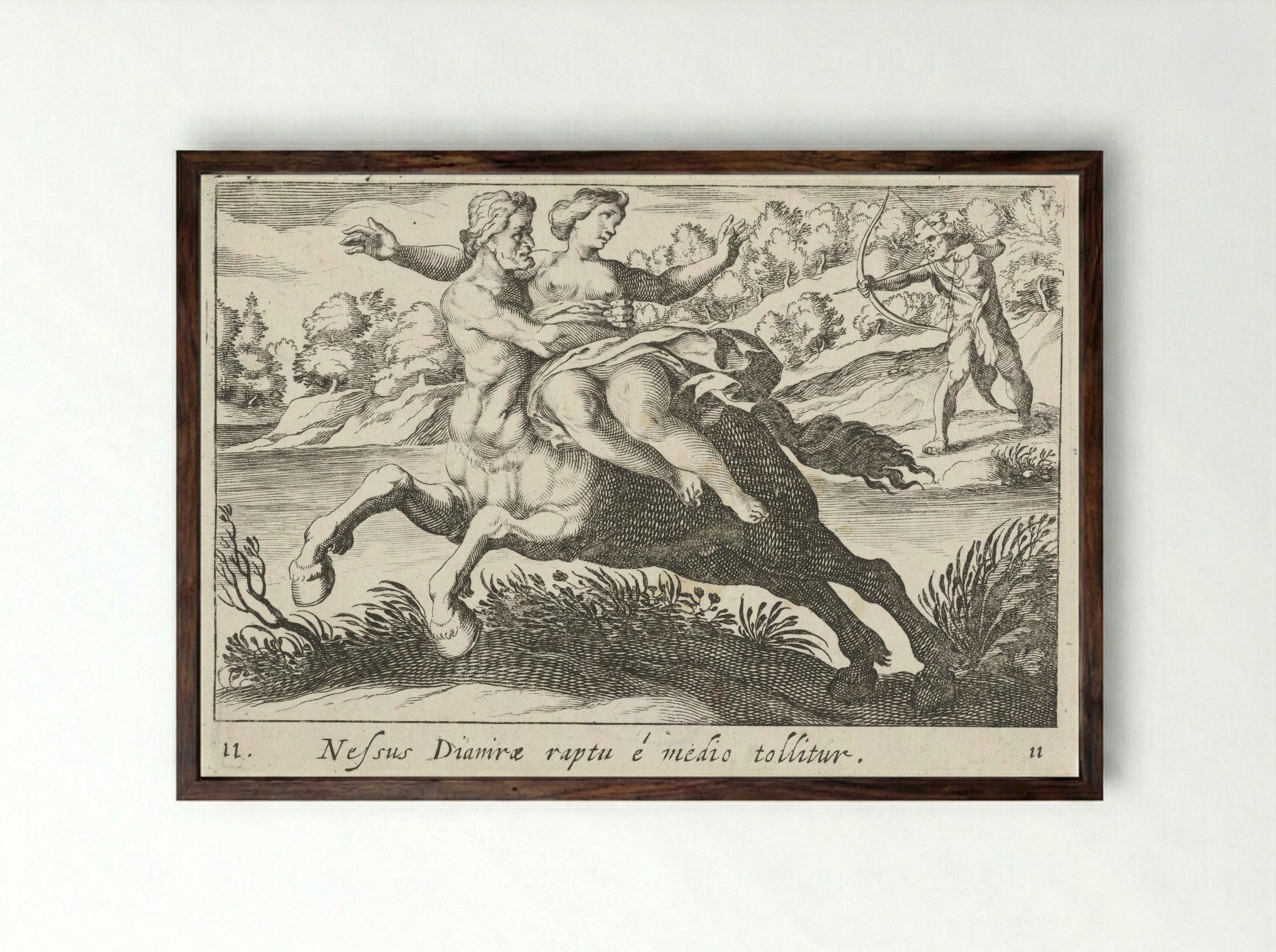 Nessus Abducting Deianira - Simon Frisius - Framed Print Dark Wood