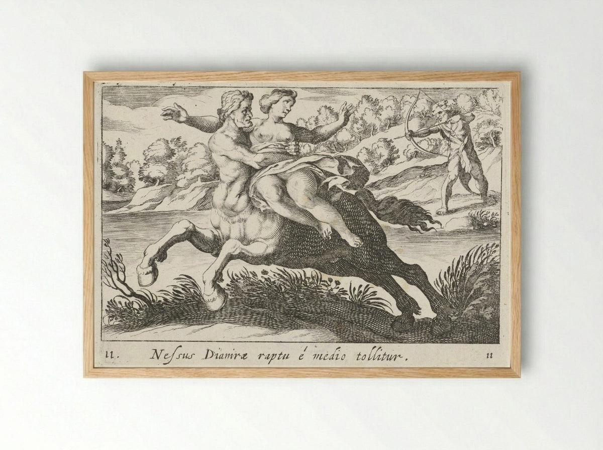 Nessus Abducting Deianira - Simon Frisius - Framed Print Wood
