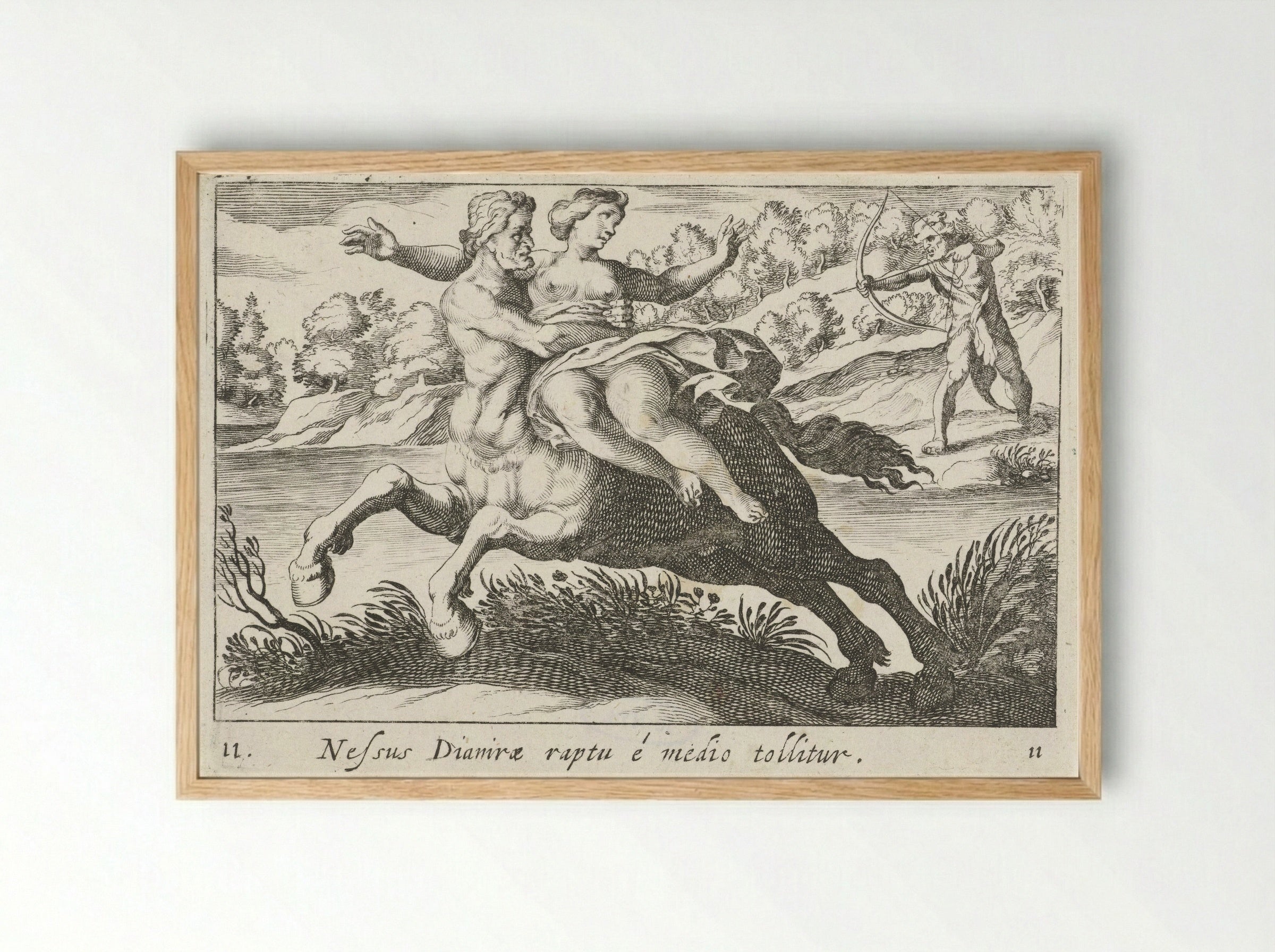 Nessus Abducting Deianira - Simon Frisius - Framed Print Wood