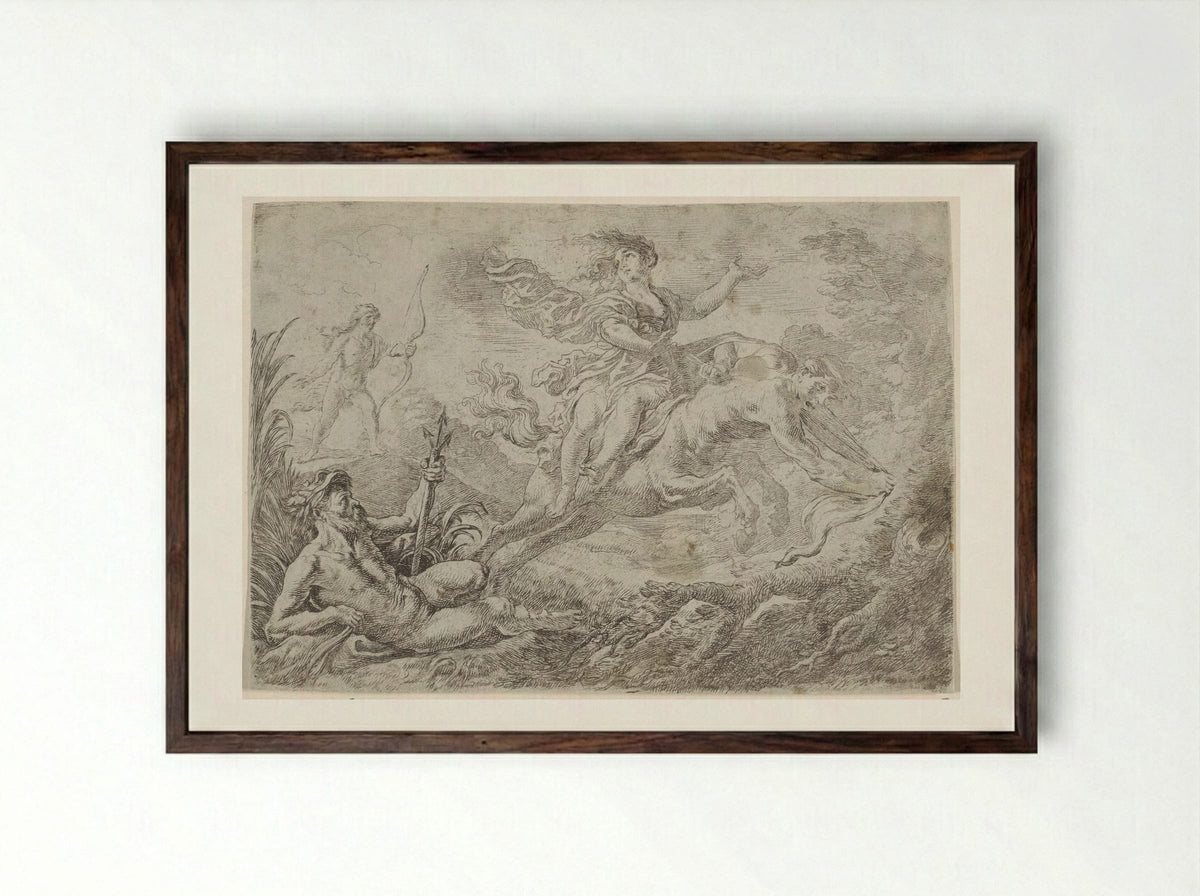Nessus Struck by the Poisoned Arrow of Hercules - Cornelis Schut (I) - Framed Print Dark Wood