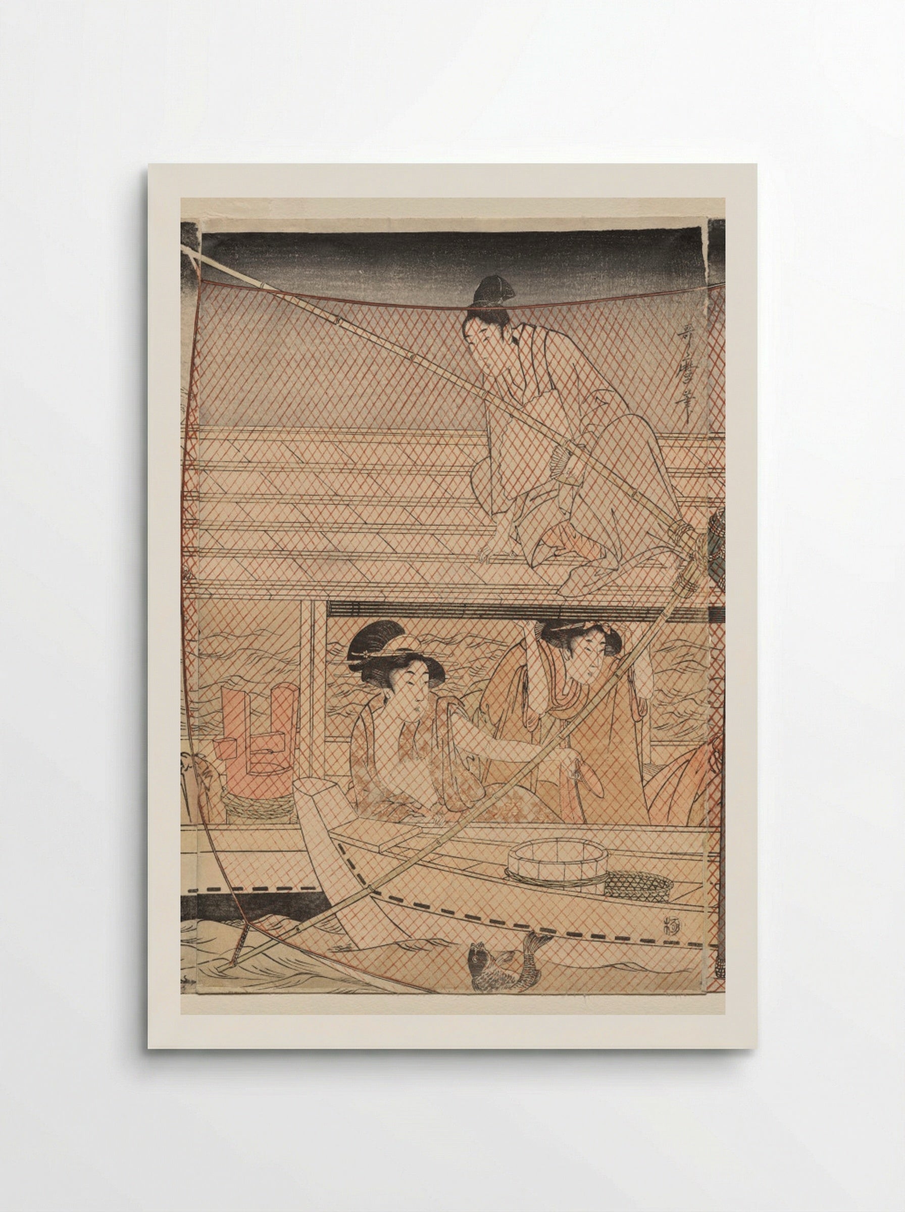 Net Fishing at Night on the Sumida River - Kitagawa Utamaro - Poster