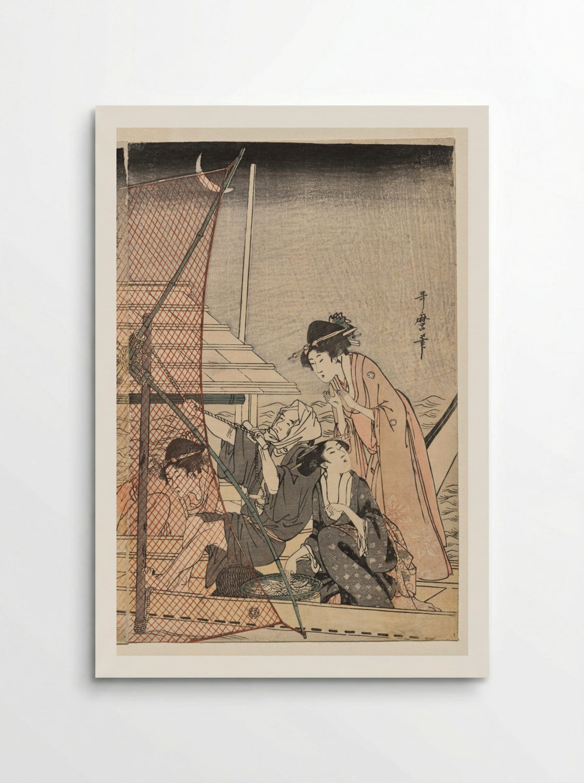 Net Fishing at Night - Kitagawa Utamaro - Poster