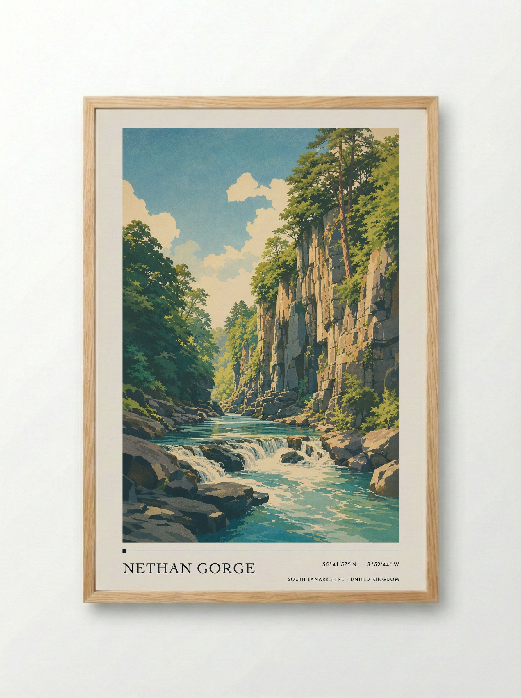 Nethan Gorge South Lanarkshire United Kingdom Travel Poster - Framed Print Wood
