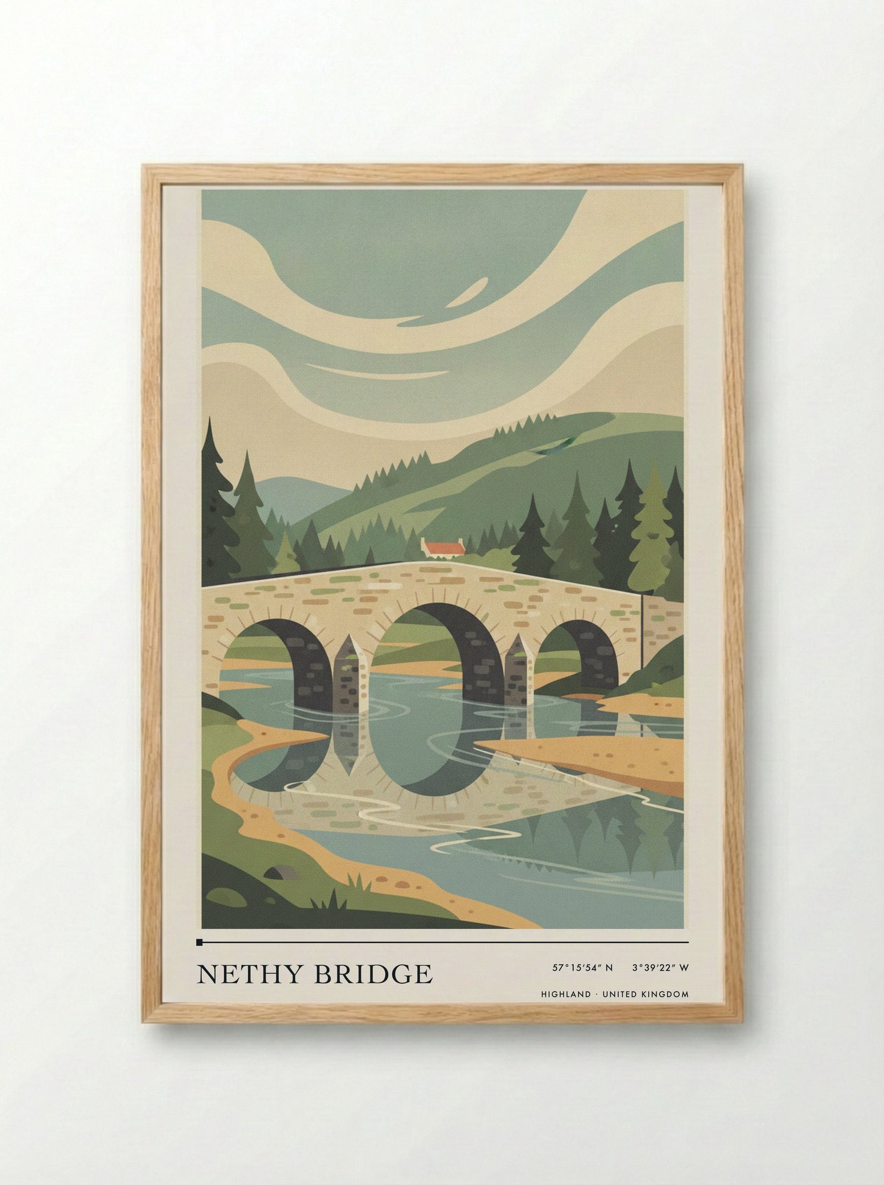 Nethy Bridge Highland United Kingdom Travel Poster - Framed Print Wood