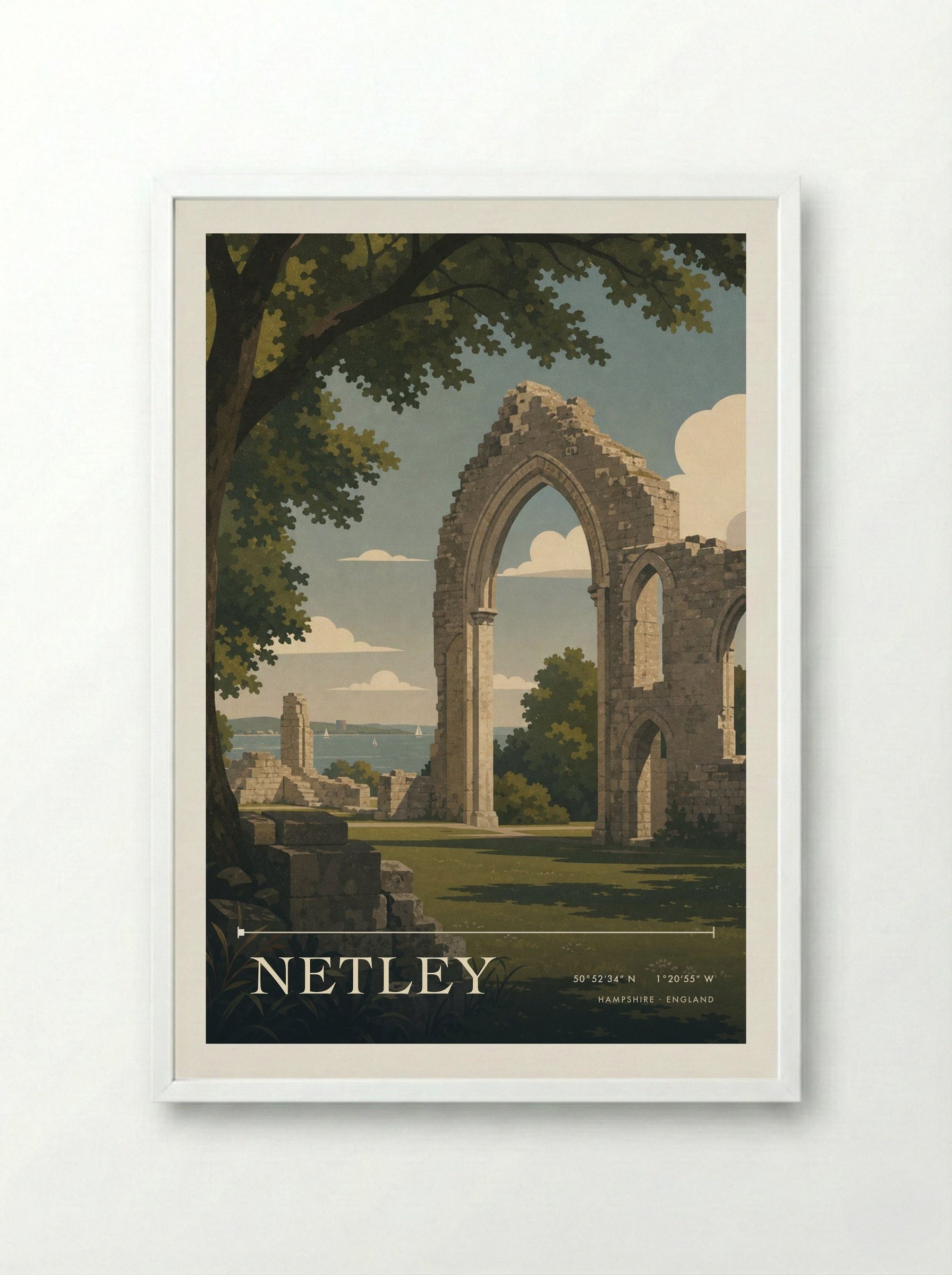 Netley Hampshire England Travel Poster - Framed Print White