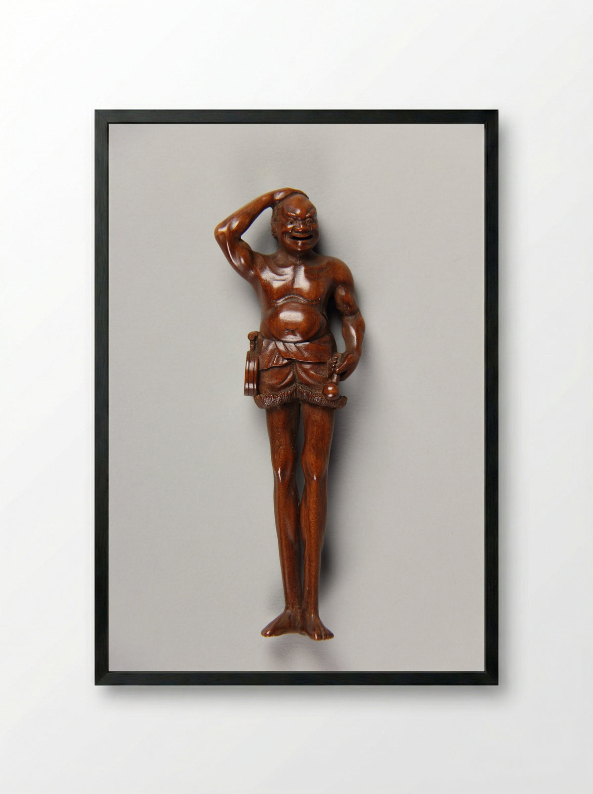 Netsuke (Sleeping Animal in Shell) - Fine Art Print - Framed Print Black