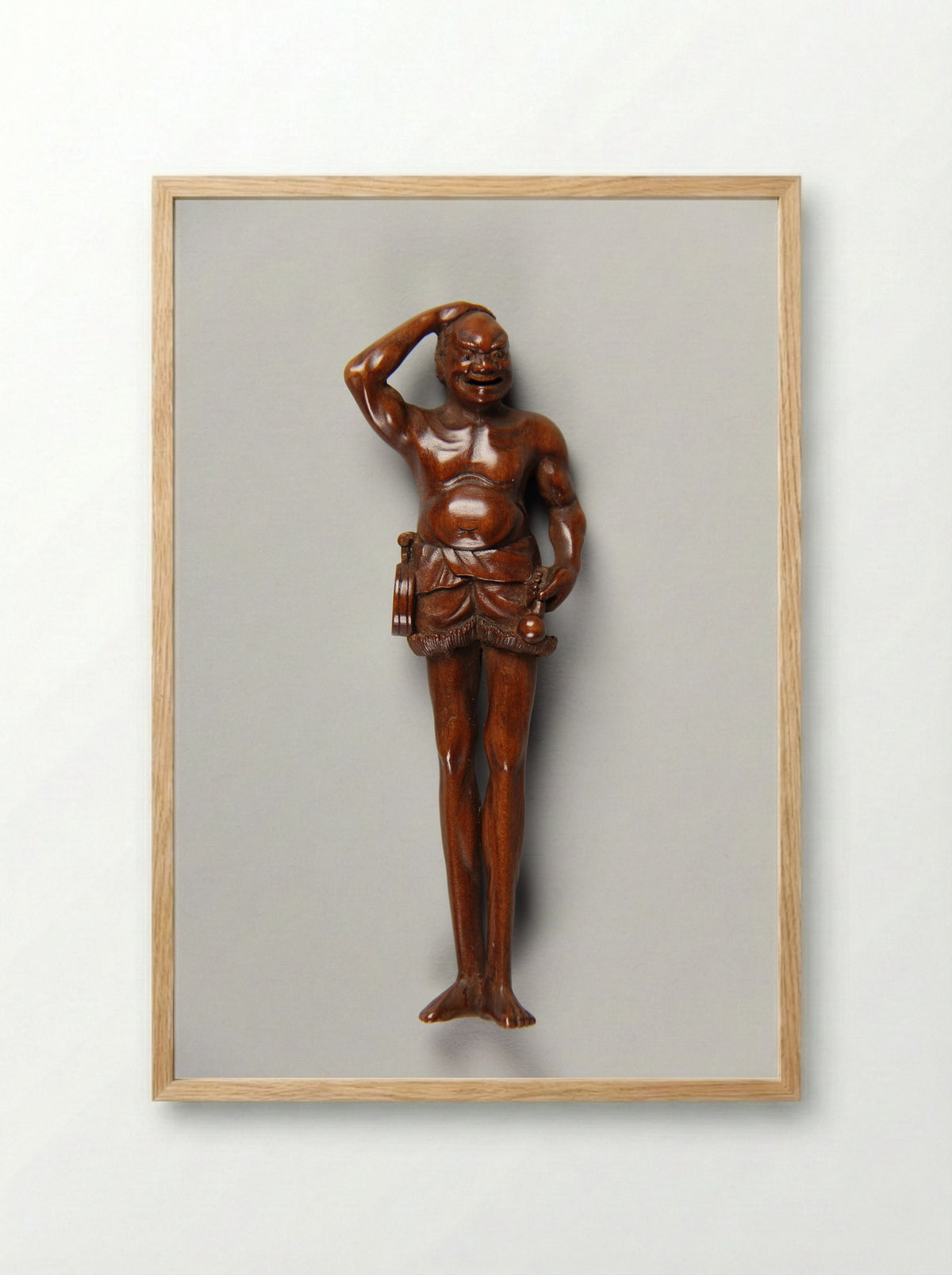 Netsuke (Sleeping Animal in Shell) - Fine Art Print - Framed Print Wood