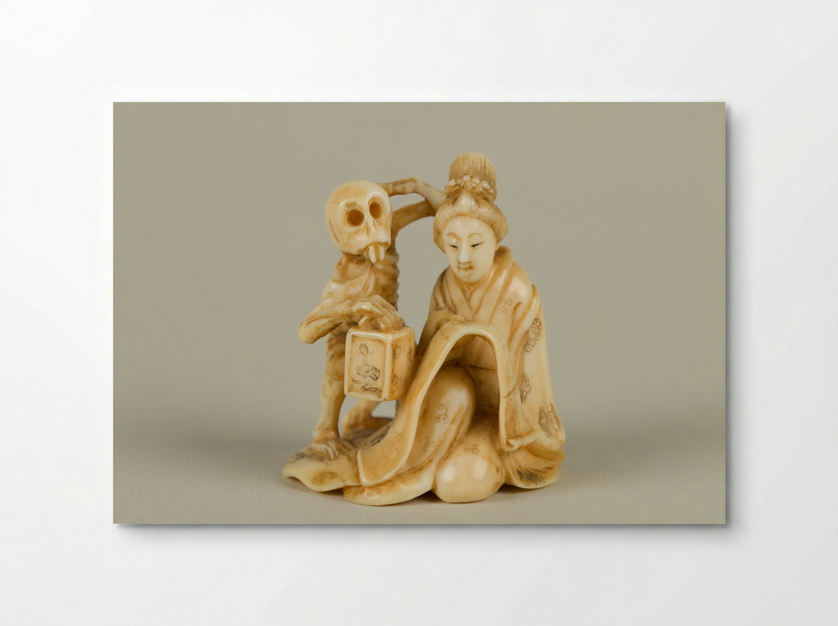 Netsuke (Woman and Skeleton) - Fine Art Print - Poster