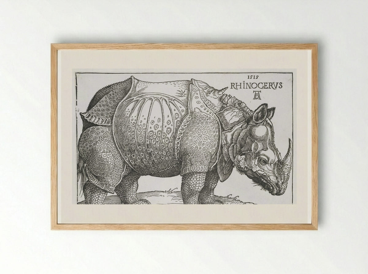 Neushoorn (Rhinoceros) - Hendrick Hondius (I) - Framed Print Wood