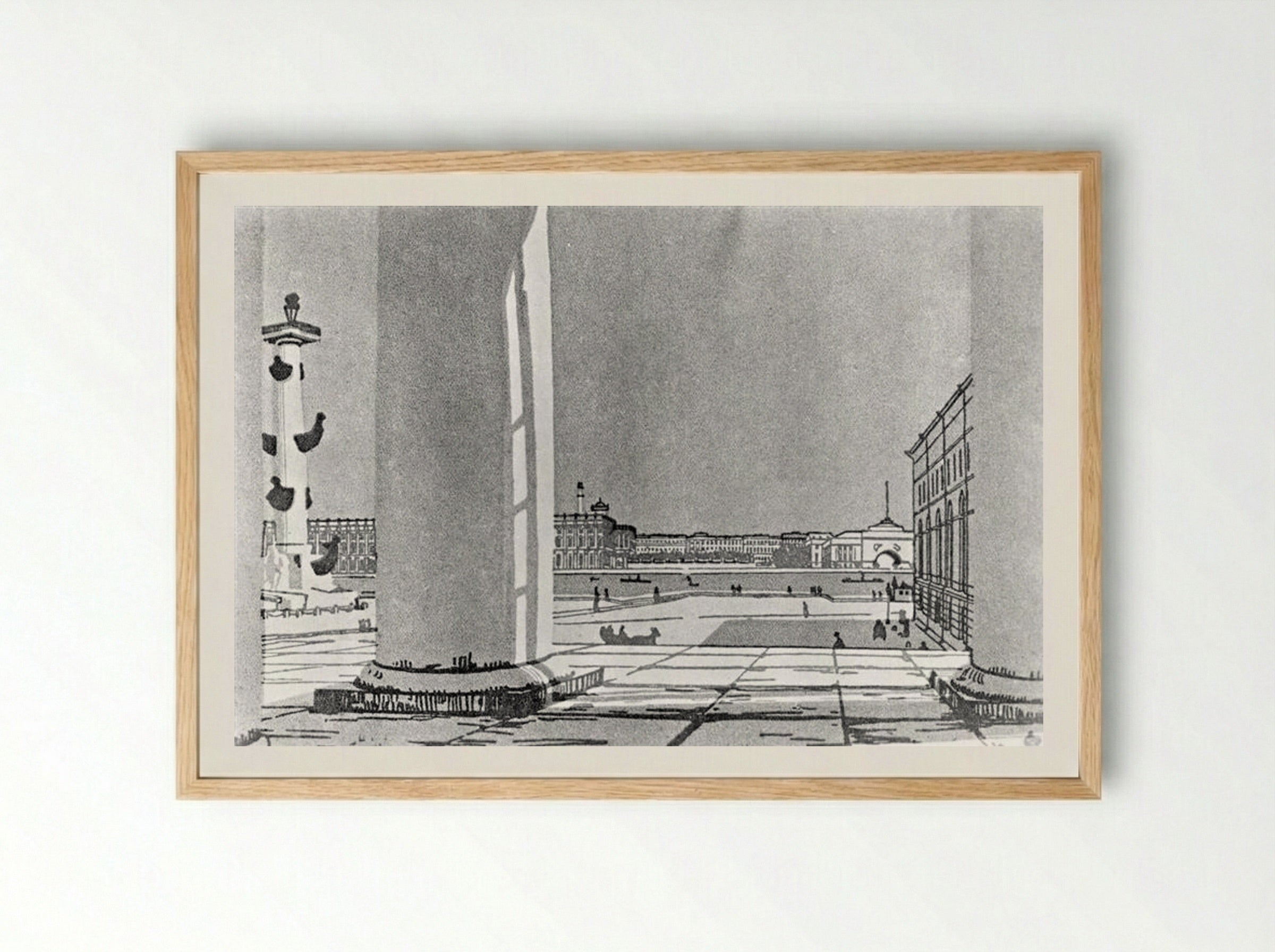 Neva through the columns of the Exchange - Anna Ostroumova-Lebedeva - Framed Print Wood