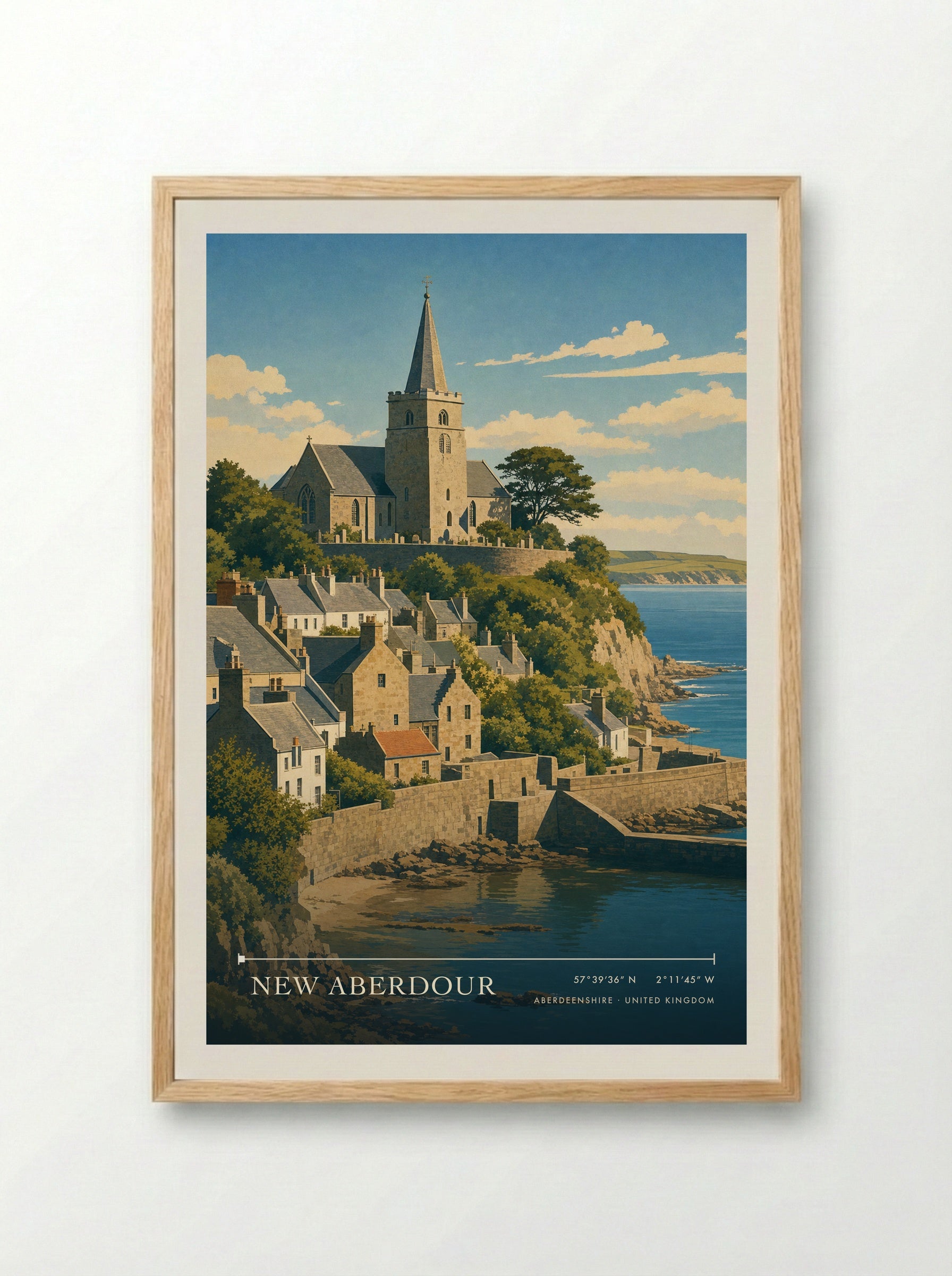 New Aberdour Aberdeenshire United Kingdom Travel Poster - Framed Print Wood