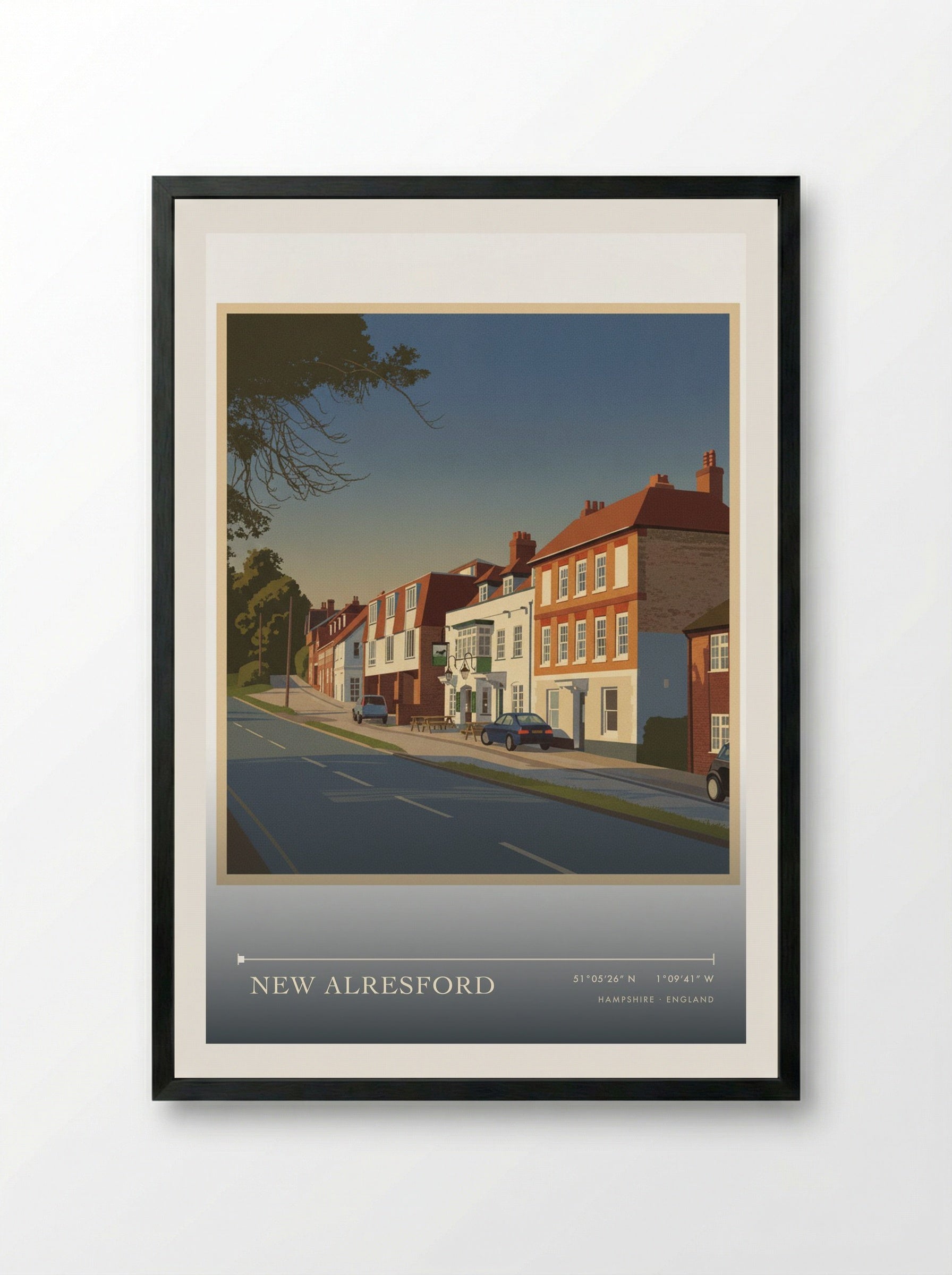 New Alresford Hampshire England Travel Poster - Framed Print Black