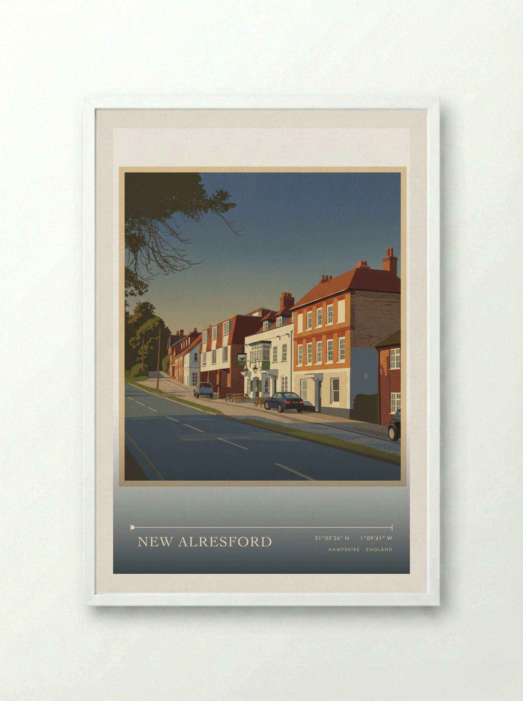 New Alresford Hampshire England Travel Poster - Framed Print White