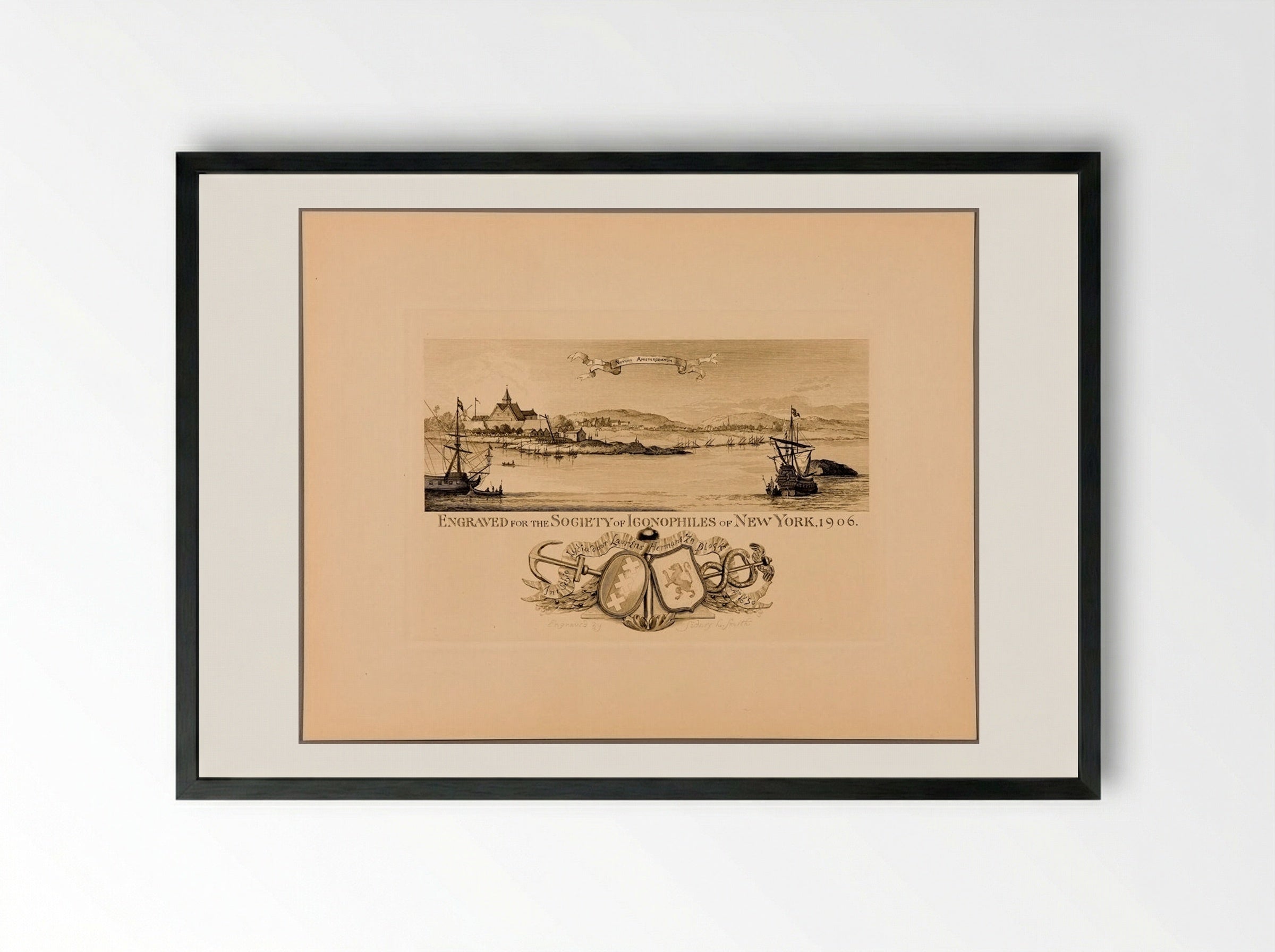 New Amsterdam, about 1650 - Sidney L. Smith - Framed Print Black