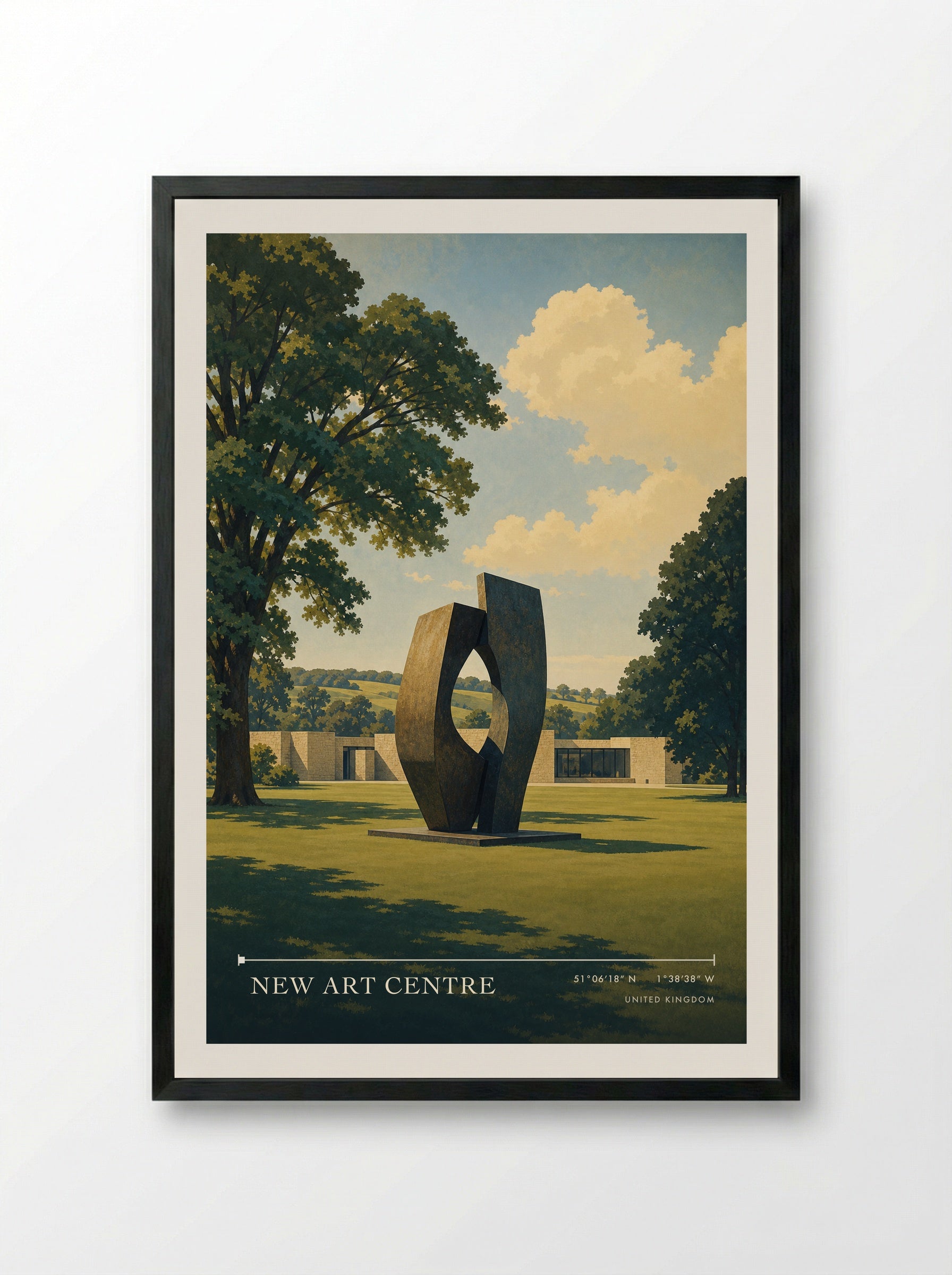 New Art Centre United Kingdom Travel Poster - Framed Print Black