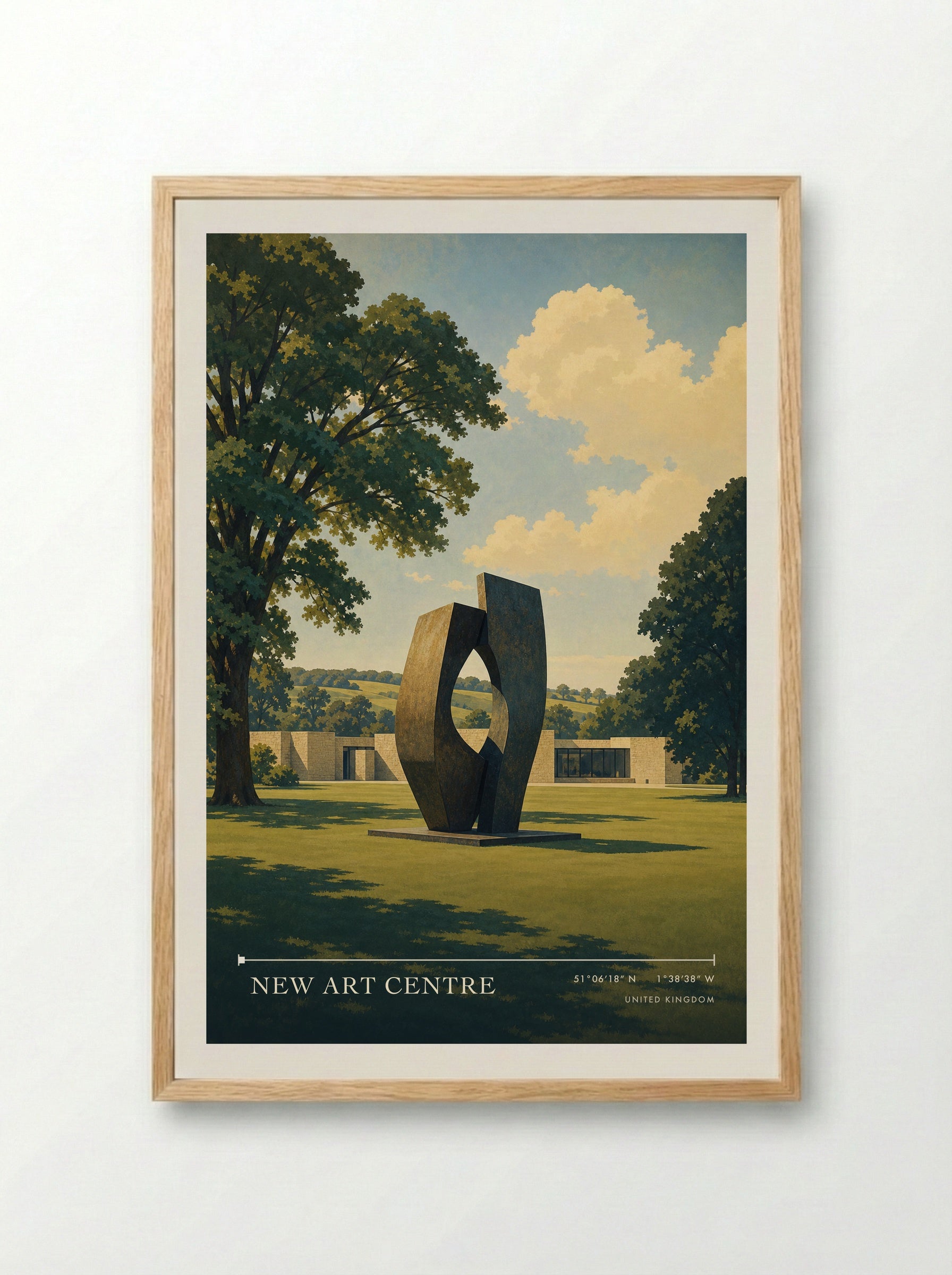 New Art Centre United Kingdom Travel Poster - Framed Print Wood