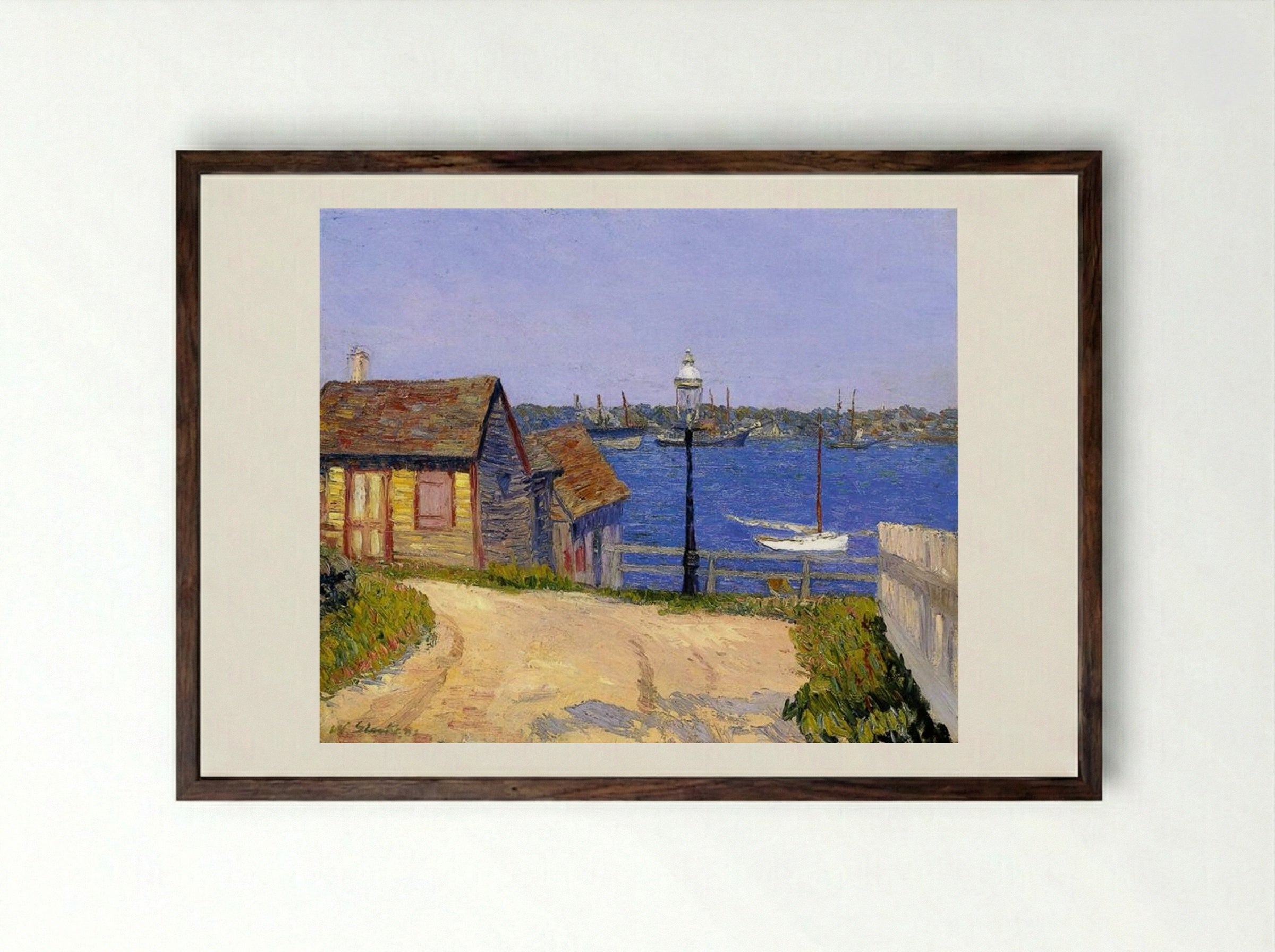 New Castle, New Hampshire - William James Glackens - Framed Print Dark Wood