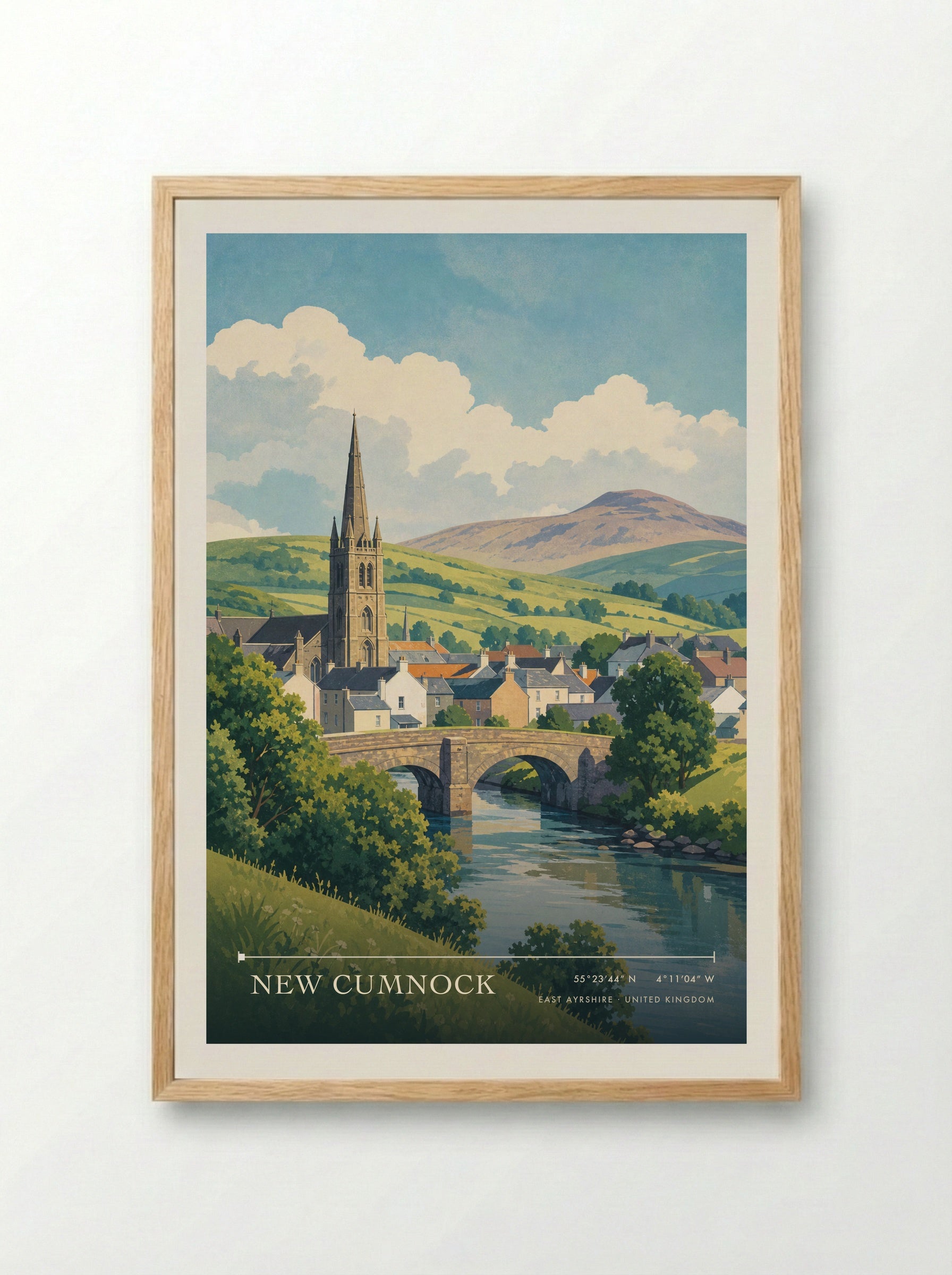New Cumnock East Ayrshire United Kingdom Travel Poster - Framed Print Wood