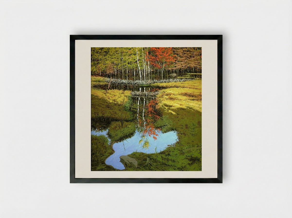 New Dams in Meadow - Neil Welliver - Framed Print Black