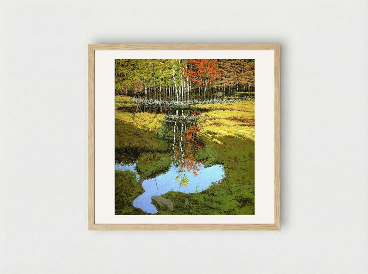New Dams in Meadow - Neil Welliver - Framed Print Wood