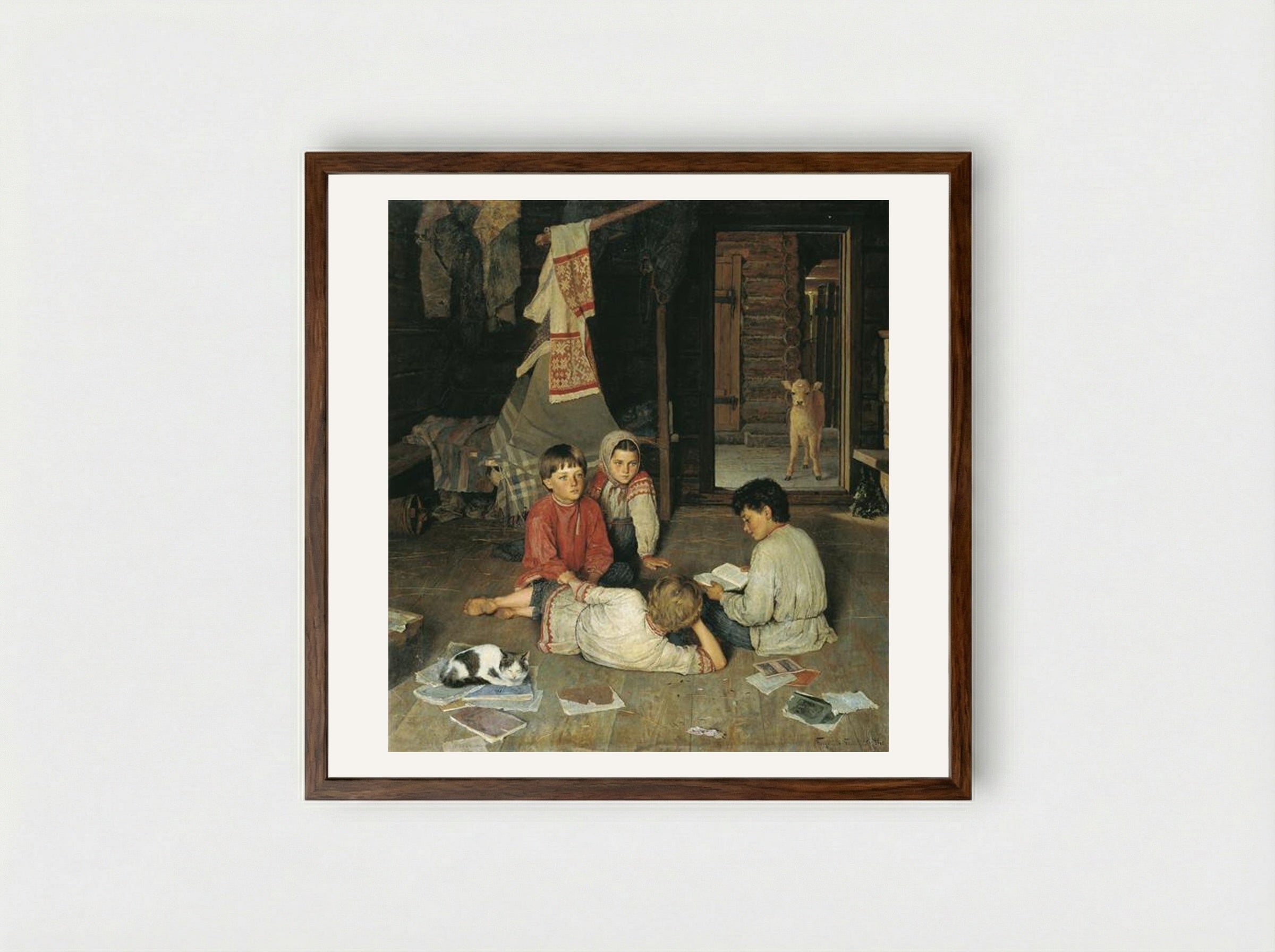 New Fairy Tale - Nikolay Bogdanov-Belsky - Framed Print Dark Wood