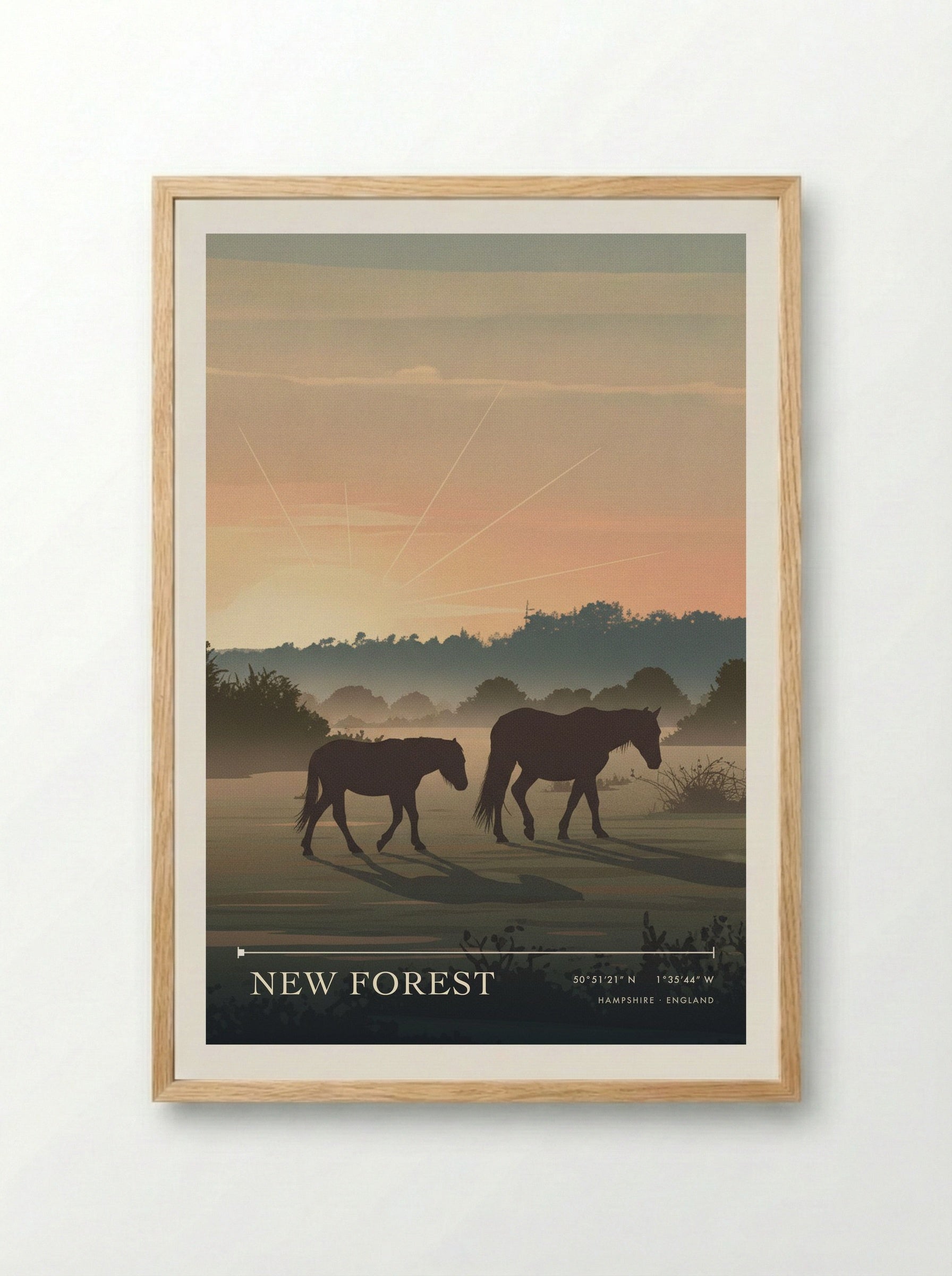 New Forest Hampshire England Travel Poster - Framed Print Wood