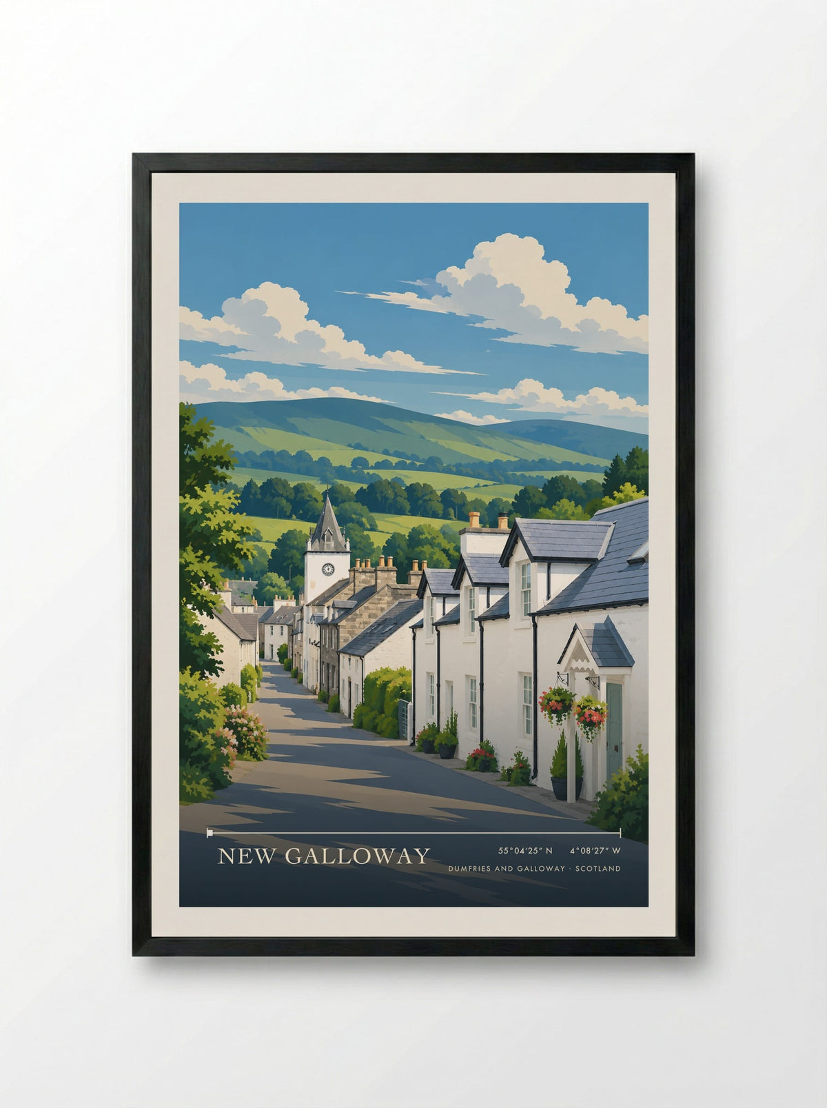 New Galloway, Dumfries and Galloway | Travel Poster - Framed Print Black