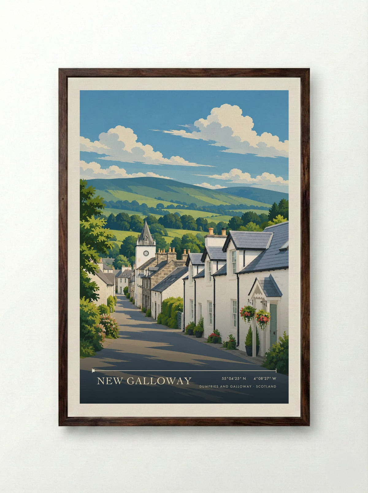 New Galloway, Dumfries and Galloway | Travel Poster - Framed Print Dark Wood