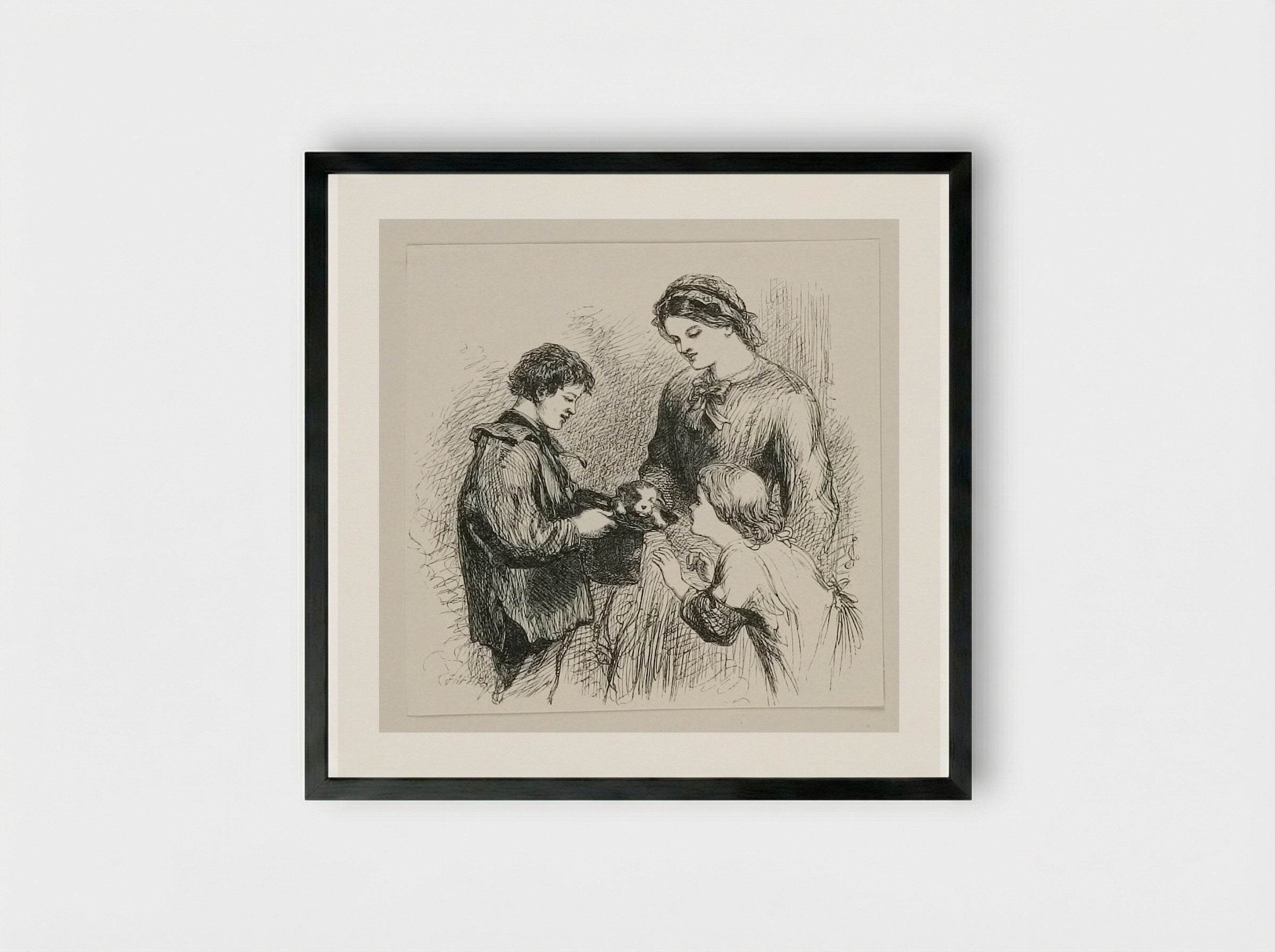 New Puppy - Edward Dalziel - Framed Print Black