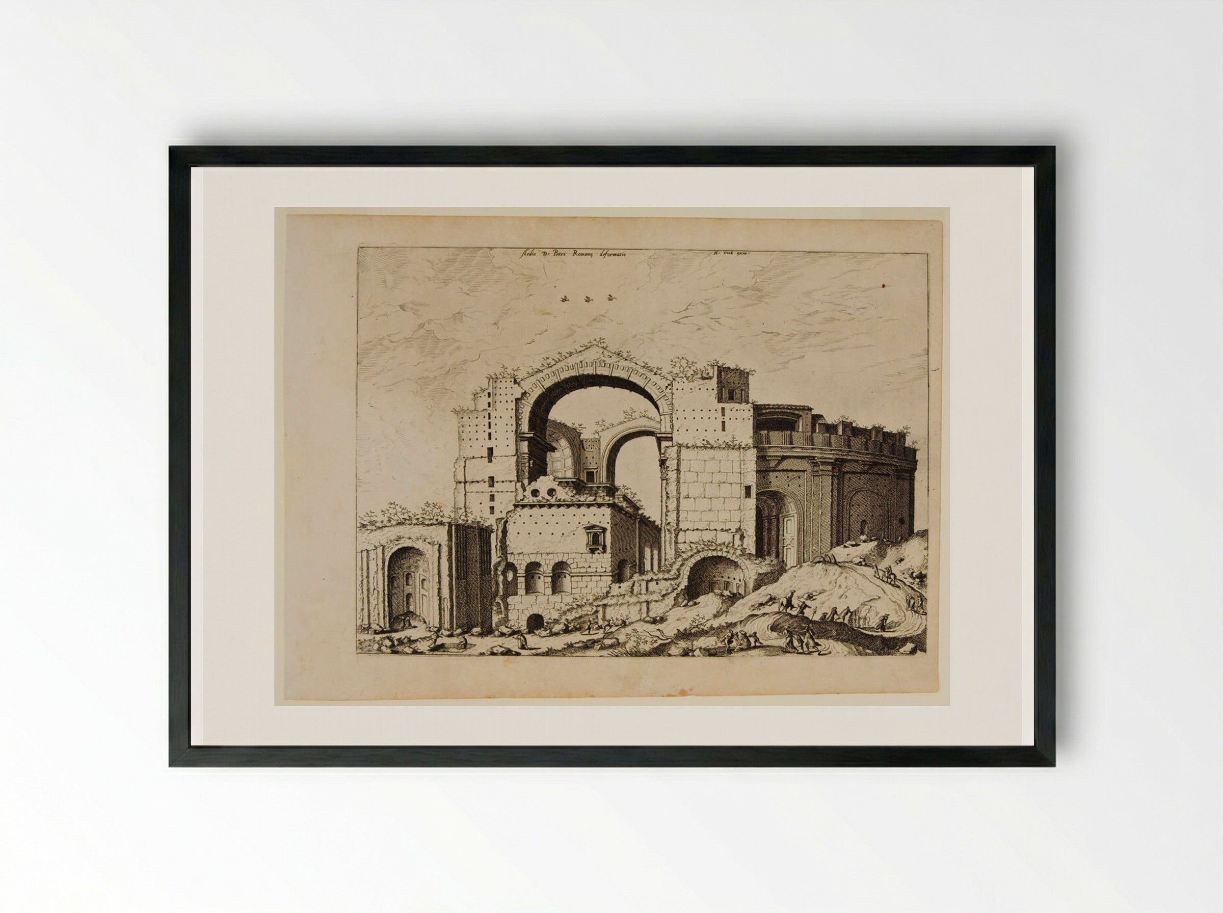 New St. Peter’s under Construction - Hieronymus Cock - Framed Print Black