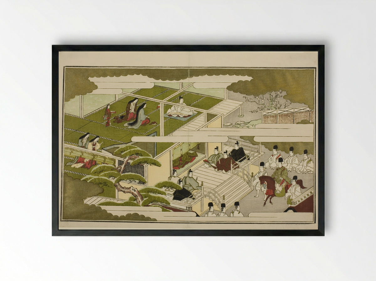 New Year at Court, from The Young God Ebisu - Kitagawa Utamaro - Framed Print Black