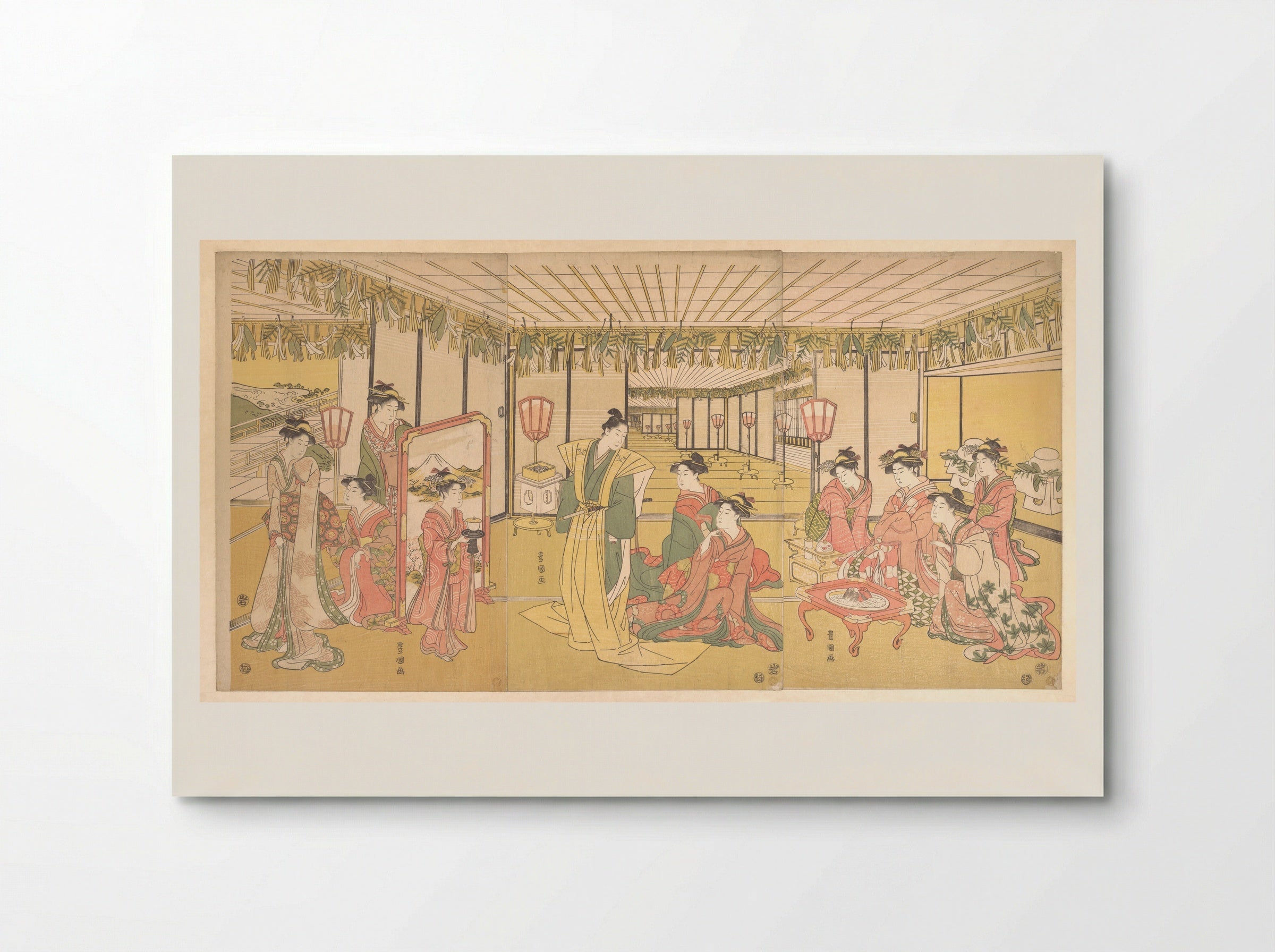 New Year's Celebration in a Large Mansion - Utagawa Toyokuni I - Poster