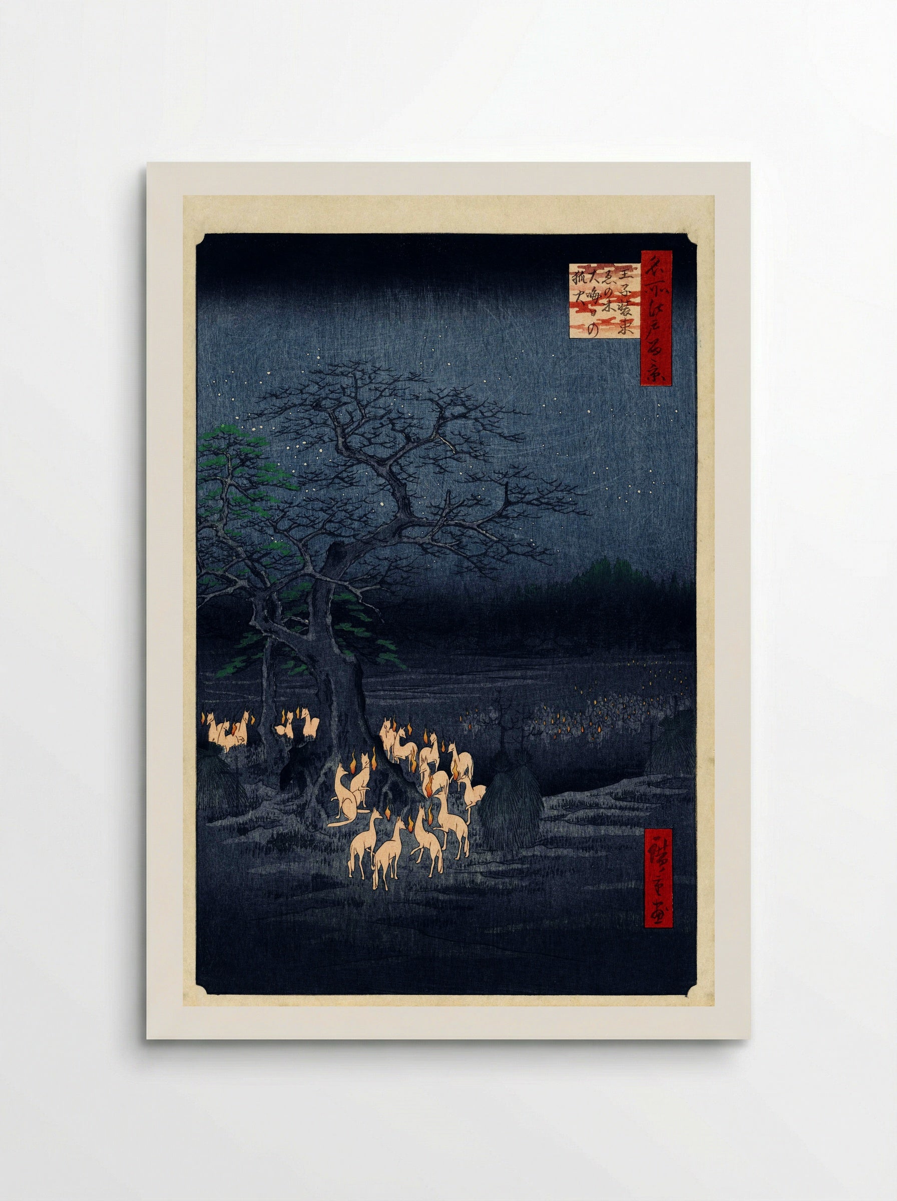New Year's Eve Foxfires at the Changing Tree, Ōji - Utagawa Hiroshige - Poster