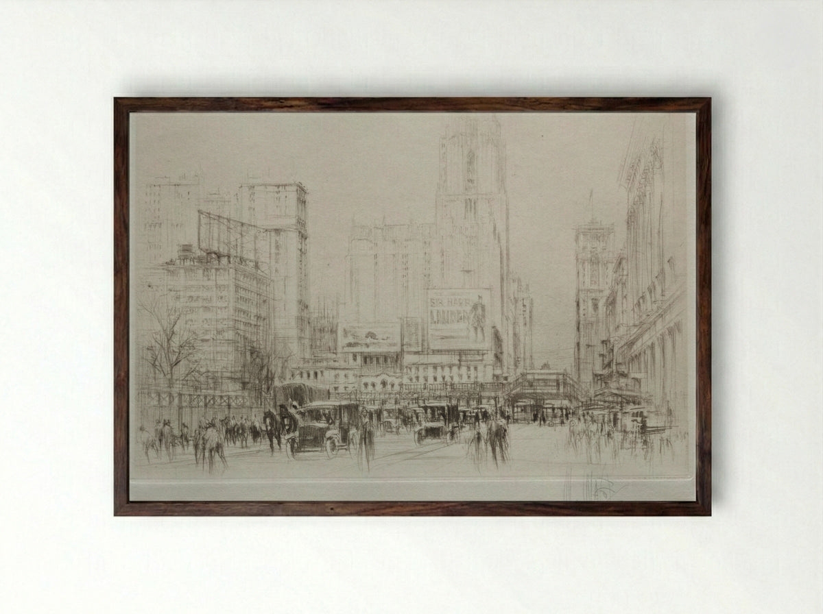 New York City: 42nd Street - William Walcot - Framed Print Dark Wood
