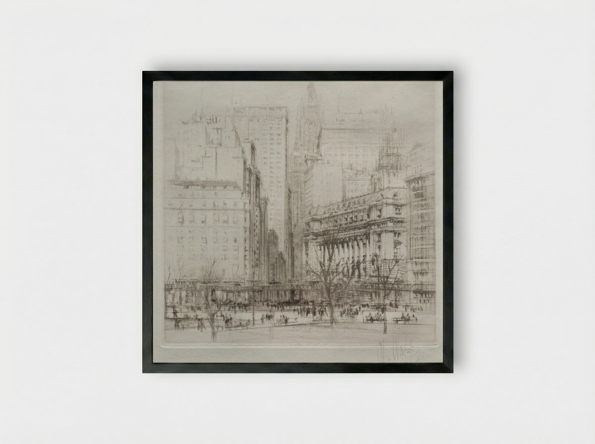 New York City: Battery Place - William Walcot - Framed Print Black