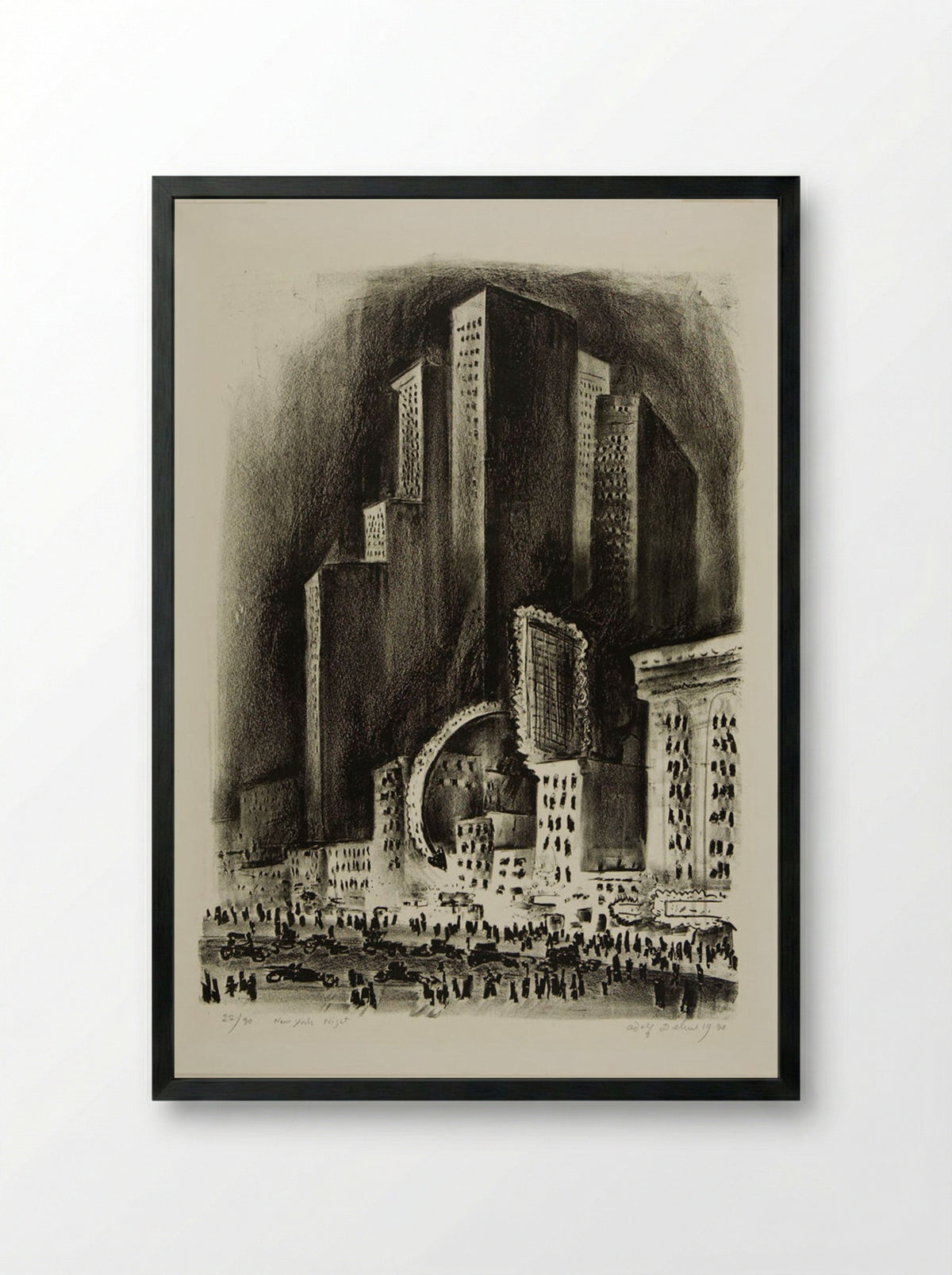 New York Night - Adolph Dehn - Framed Print Black